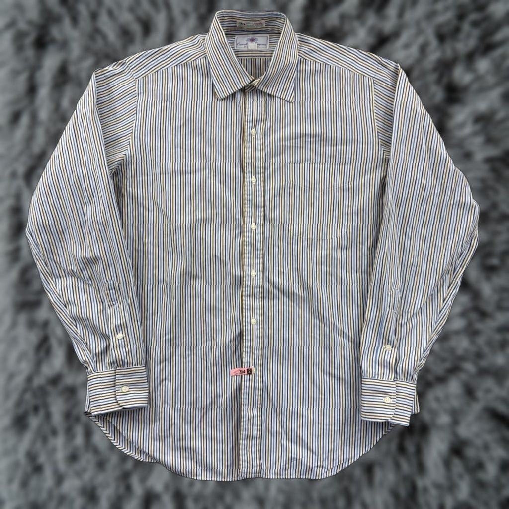 CO Carroll & Co Shirt Men’s Medium Blue Striped Button Up Long Sleeve Preppy Italy Size US M / EU 48-50 / 2 - 1 Thumbnail