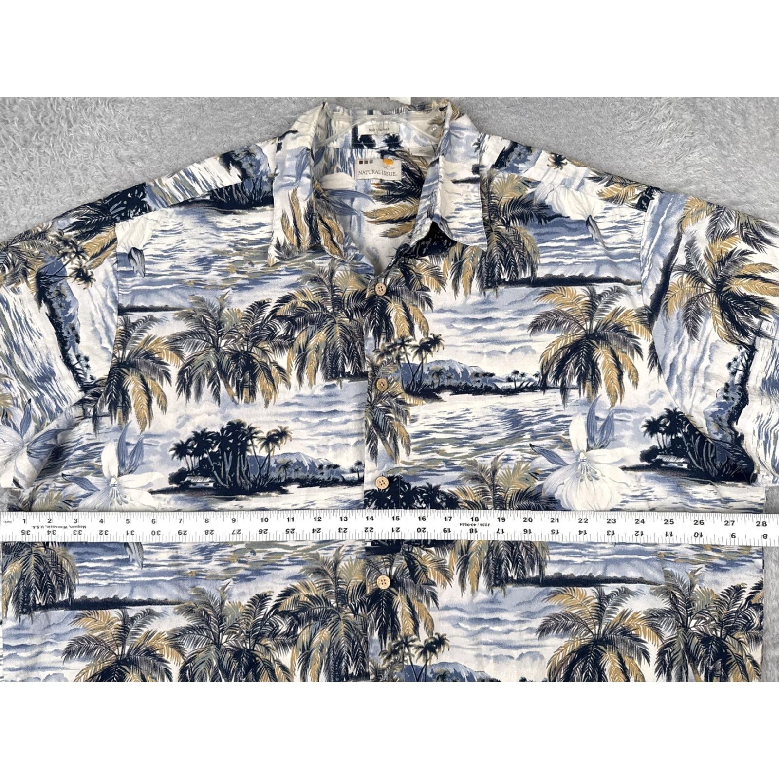 Vintage Natural Issue Shirt Mens 2XL Blue Short Sleeve Hawaiian Button Up Beach Casual Size US XXL / EU 58 / 5 - 7 Thumbnail