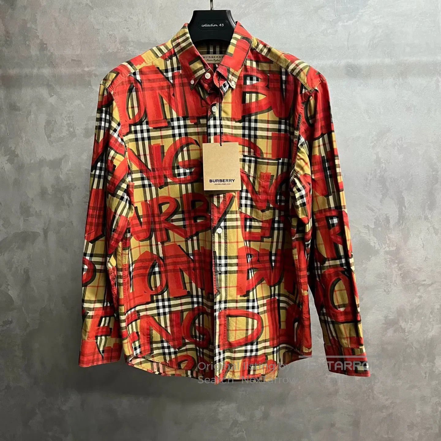 classic burberry red and brown long sleeve shirt.