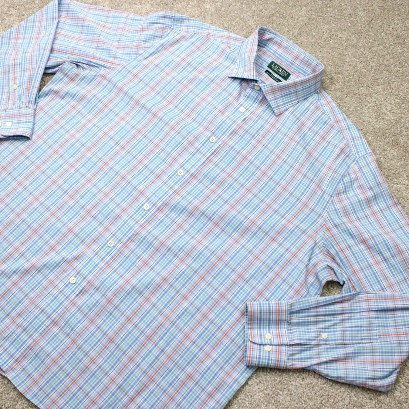 Ralph Lauren LAUREN Ralph Lauren Shirt Men 18, 34/35 Blue Regular Fit Performance Stretch L/S Shirt Mens 18 Blue 70% Cotton 26% Nylon 4% Elastane Size US XXL / EU 58 / 5 - 4 Thumbnail