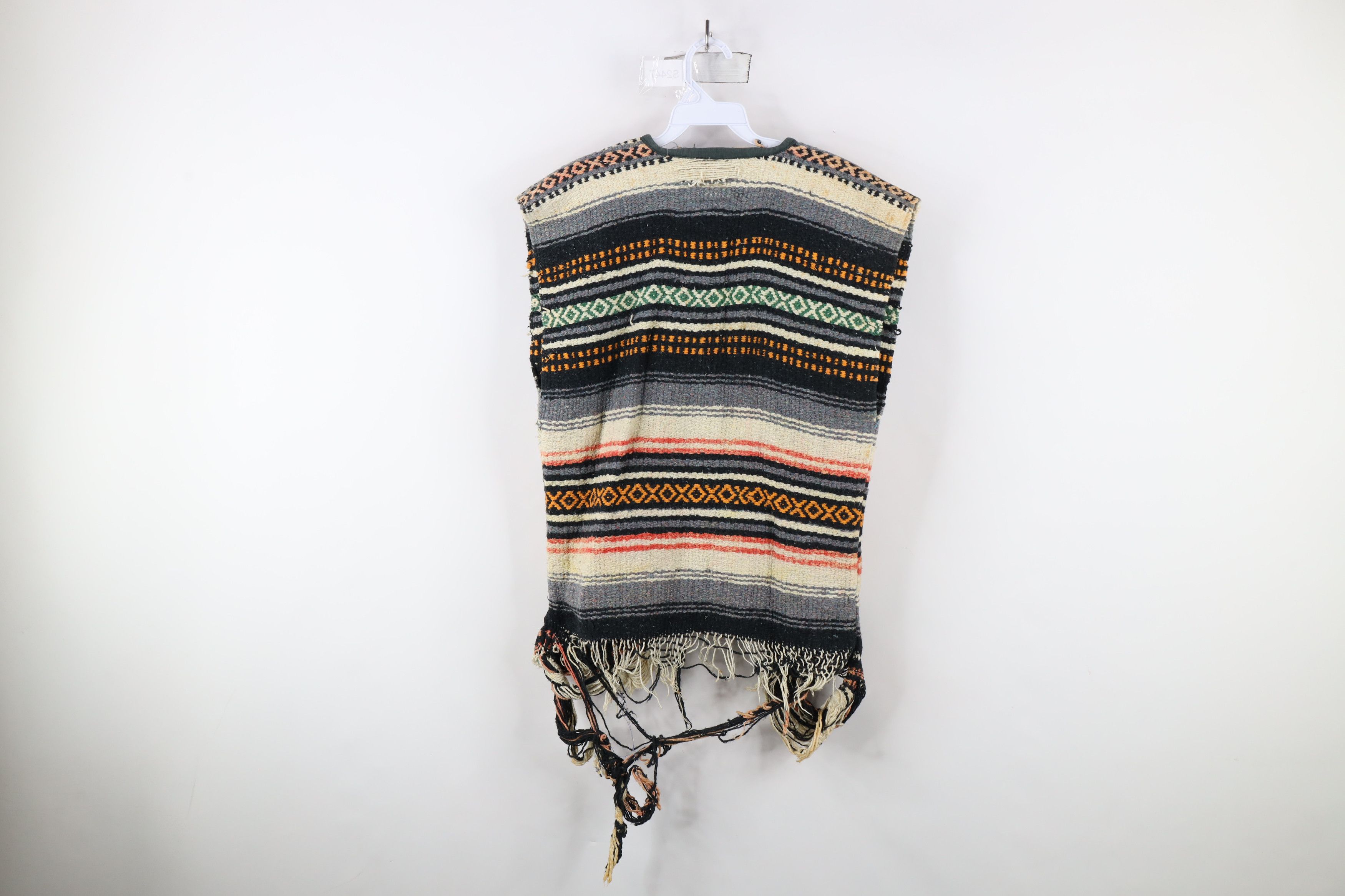 Vintage Vintage 70s Boho Chic Wool Blanket Fringed Open Front Vest Size ONE SIZE - 13 Thumbnail