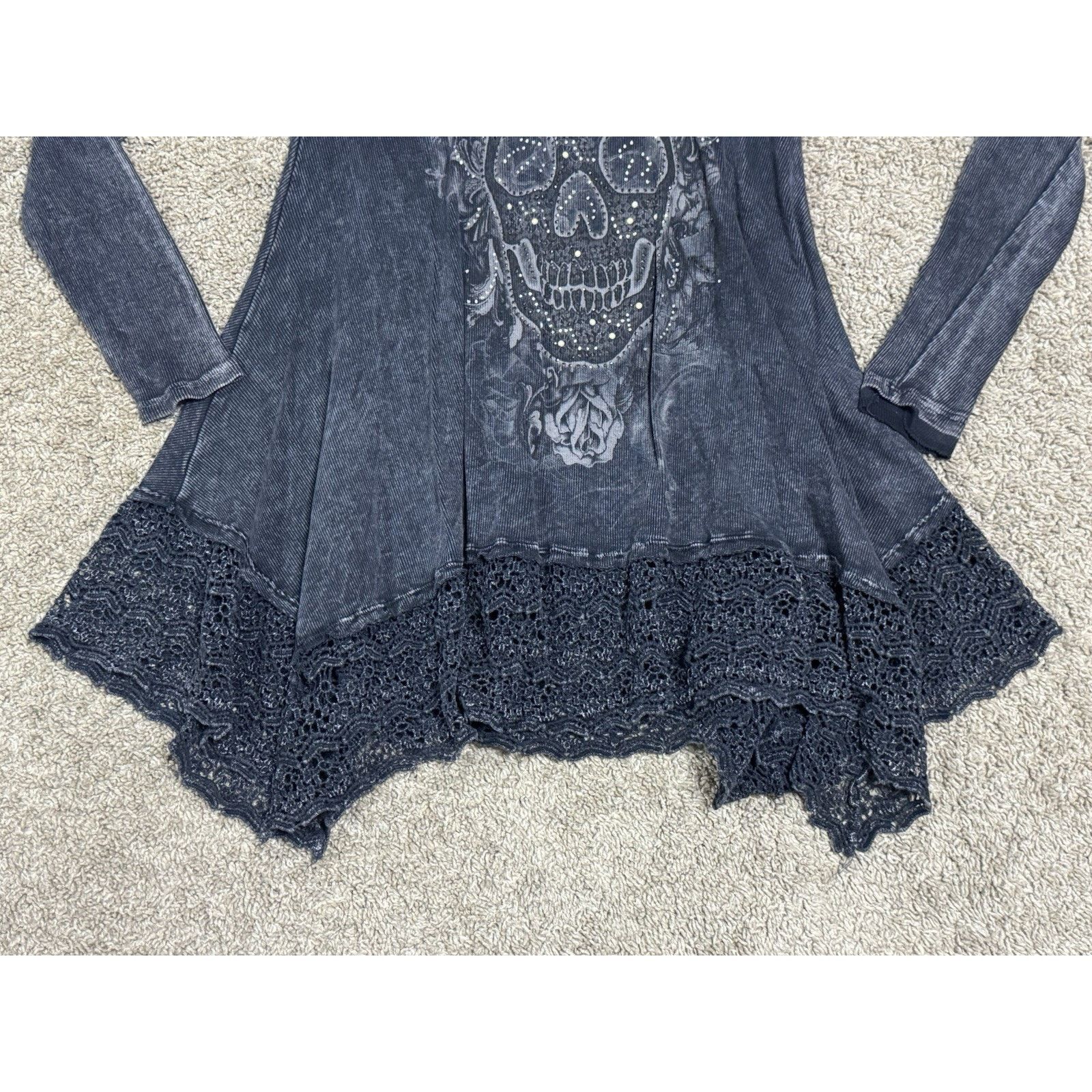 Other Y2K Vocal Skull Tunic Rhinestone Embellished Gothic Top Size M / US 6-8 / IT 42-44 - 4 Thumbnail