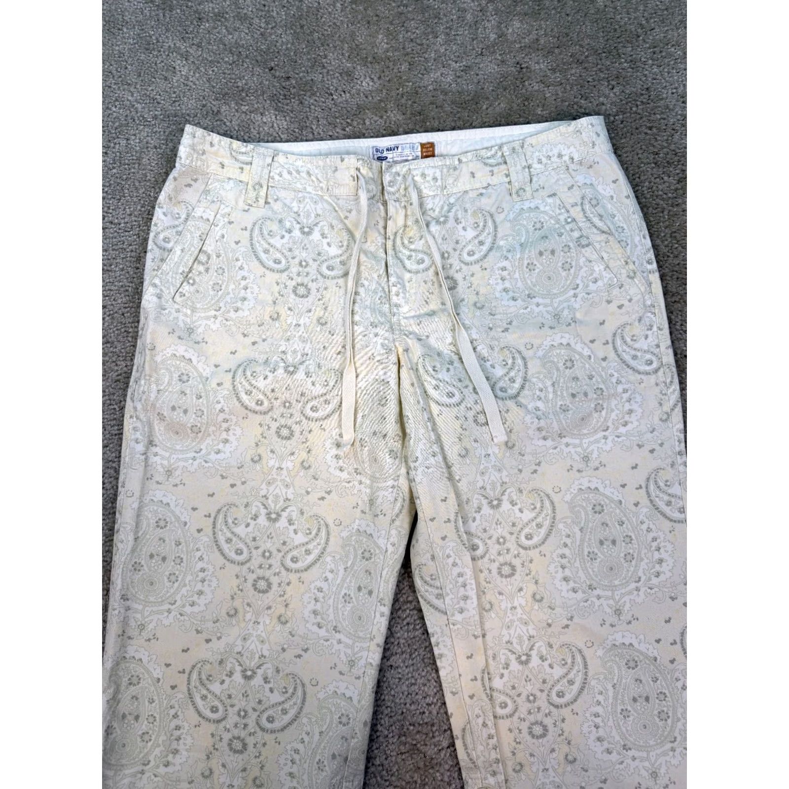 Old Navy Old Navy Women’s Pants Cotton Paisley Size 10 Boho Multicolor Regular Mid Rise Wide-Leg Dress Pants Knit Flat Front Zip Hook & Eye Drawstring Size 32" / US 10 / IT 46 - 4 Thumbnail