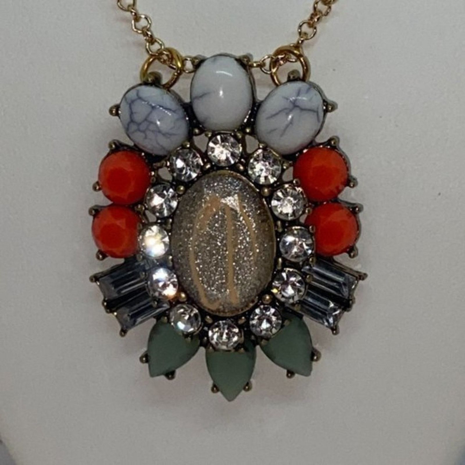 Handmade Bronze-Tone Glitter Sparkle Rhinestone Necklace Size ONE SIZE - 5 Thumbnail