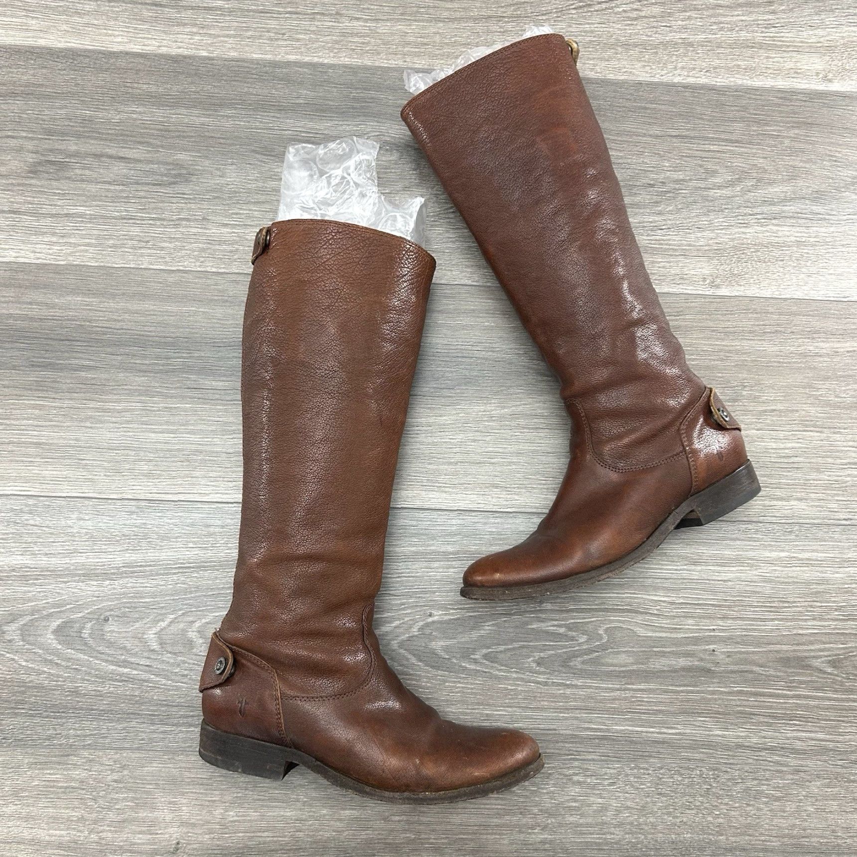 Frye Frye Melissa Boots Womens 6.5 B Button Riding Leather Zip Pull On Brown Solid Knee High Casual Workwear 90s Western Equestrian Womens Boots Size US 7 / IT 37 - 2 Thumbnail