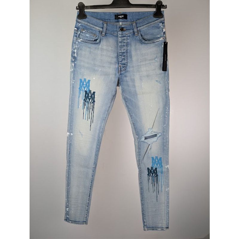 Amiri o1rshd1 MA Drip Skinny Denim Jeans in Light Indigo 32 Size US 32 / EU 48 - 2 Thumbnail