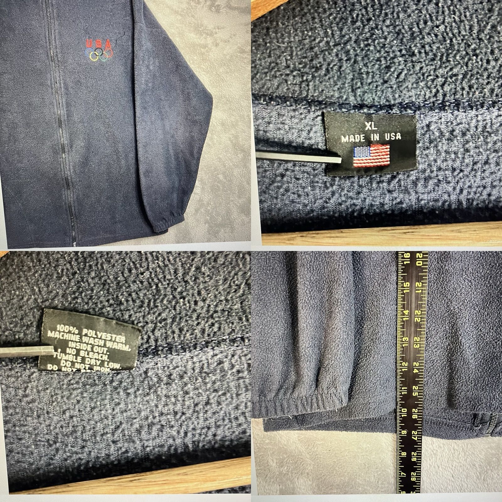 Vintage VINTAGE Olympic Jacket Mens XL Full Zip Blue 90s Embroidered USA Fleece Windbreaker Size US XL / EU 56 / 4 - 8 Thumbnail
