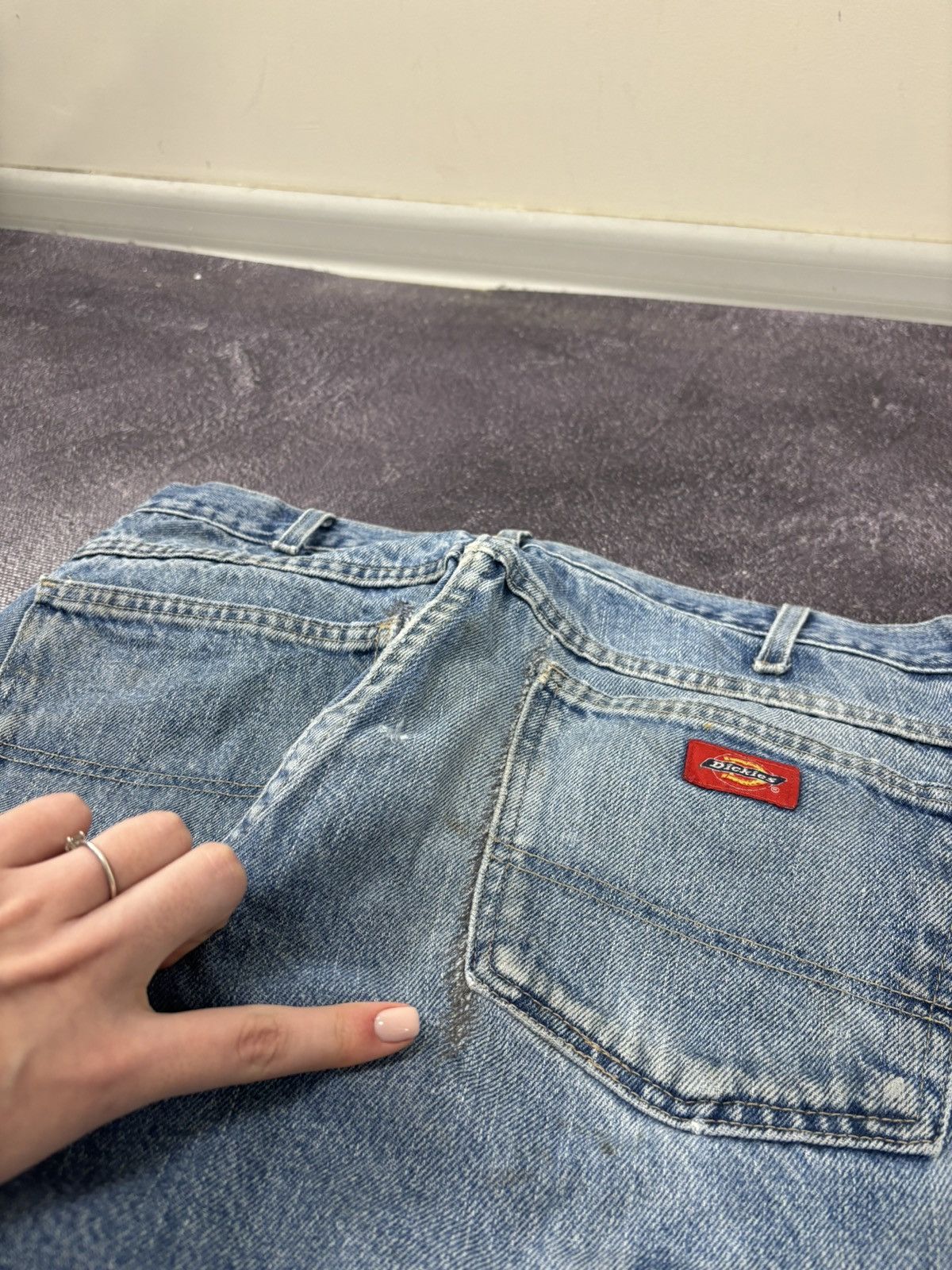 Dickies Vintage Dickies Double Knee USA Faded Denim Work Hype Jeans Size US 33 - 15 Thumbnail