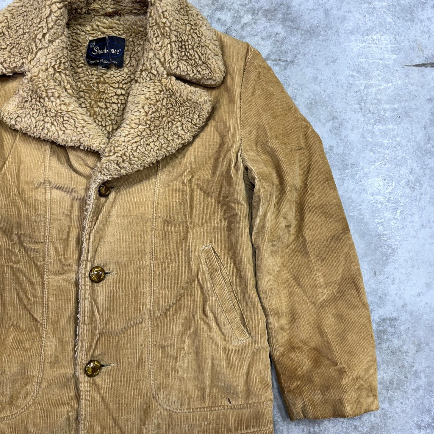 Vintage VINTAGE Shanhouse Coat Mens 40 Corduroy Tan Faux Fur Lined Overcoat Wool/Cotton 70s Western Casual Workwear Size US XXS / EU 40 - 3 Thumbnail