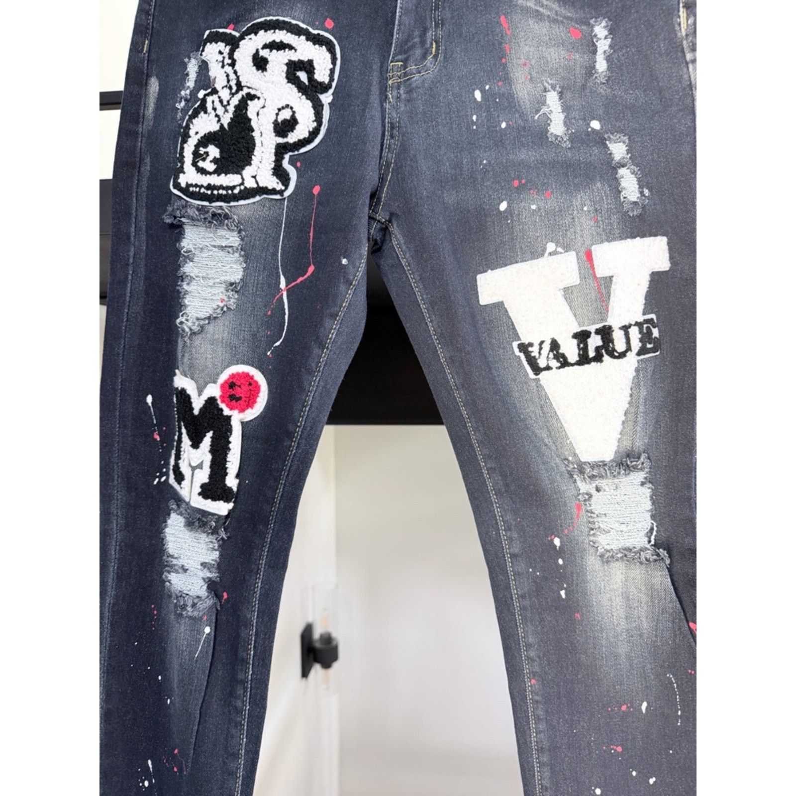 Other Men's Distressed Navy Skinny Patchwork Jeans size 30 Size US 30 / EU 46 - 5 Thumbnail