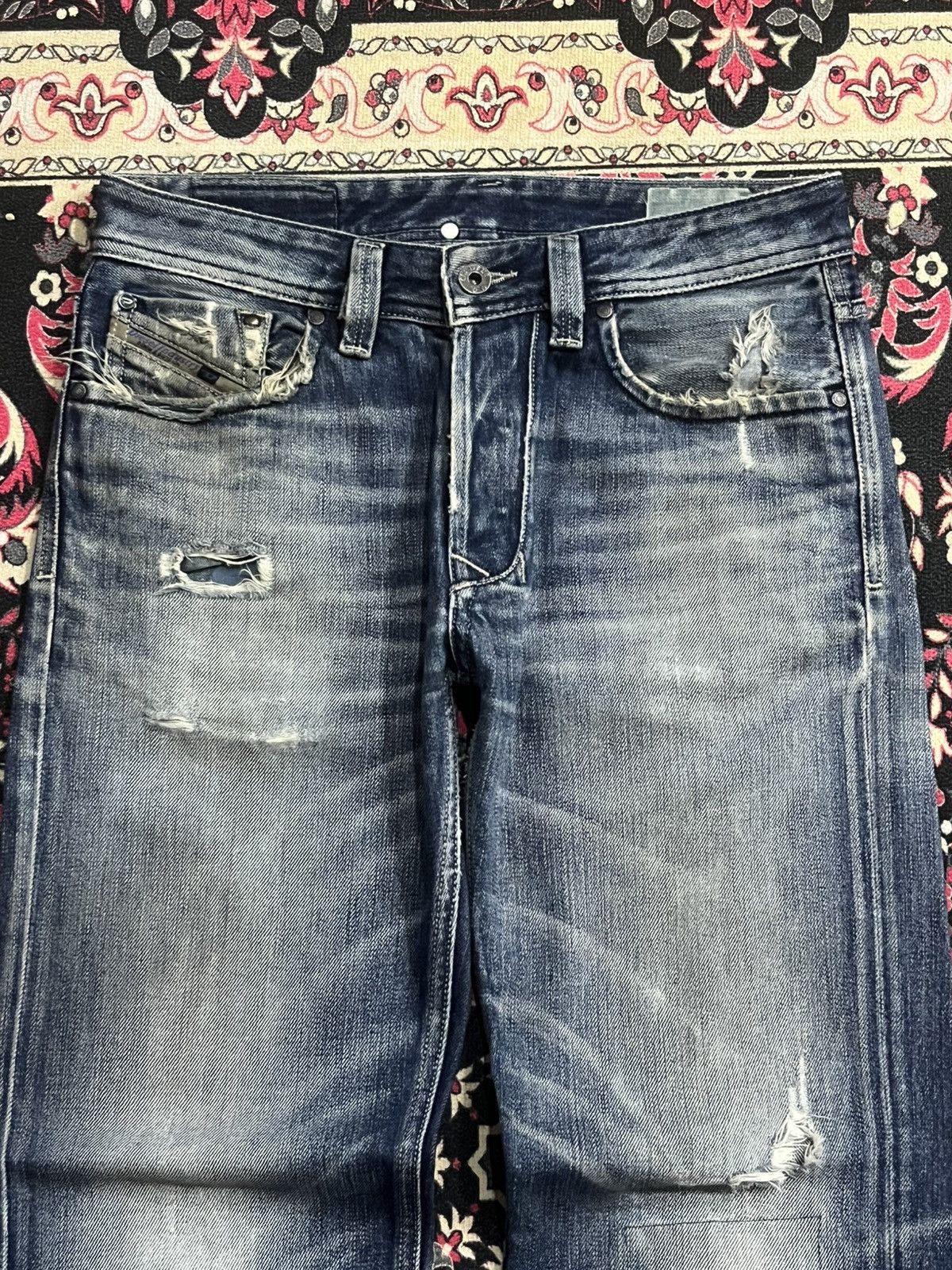 Diesel ⚡️Ripped⚡️Vintage Diesel Blue Eyecons 2010/2 Edition Blue Jean Size US 28 / EU 44 - 4 Thumbnail