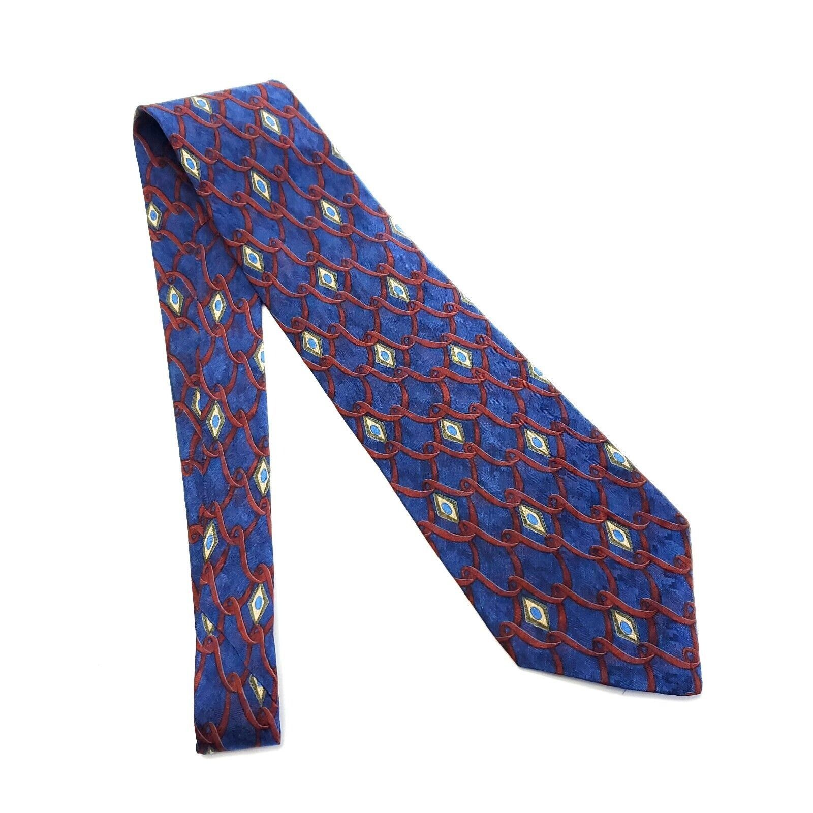 Woodward Woodward Blue Red Jacquard Print Wide Silk Tie Size ONE SIZE - 6 Thumbnail