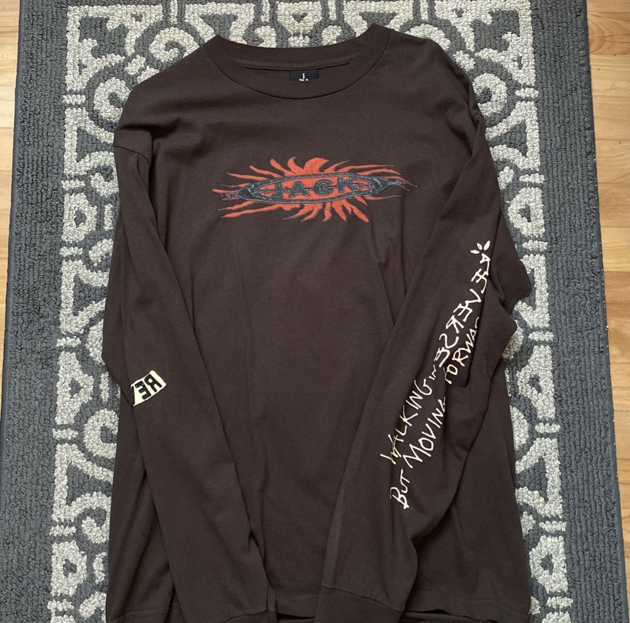 image of Travis Scott Reverse Jack Long Sleeve in Brown, Men's (Size Large)
