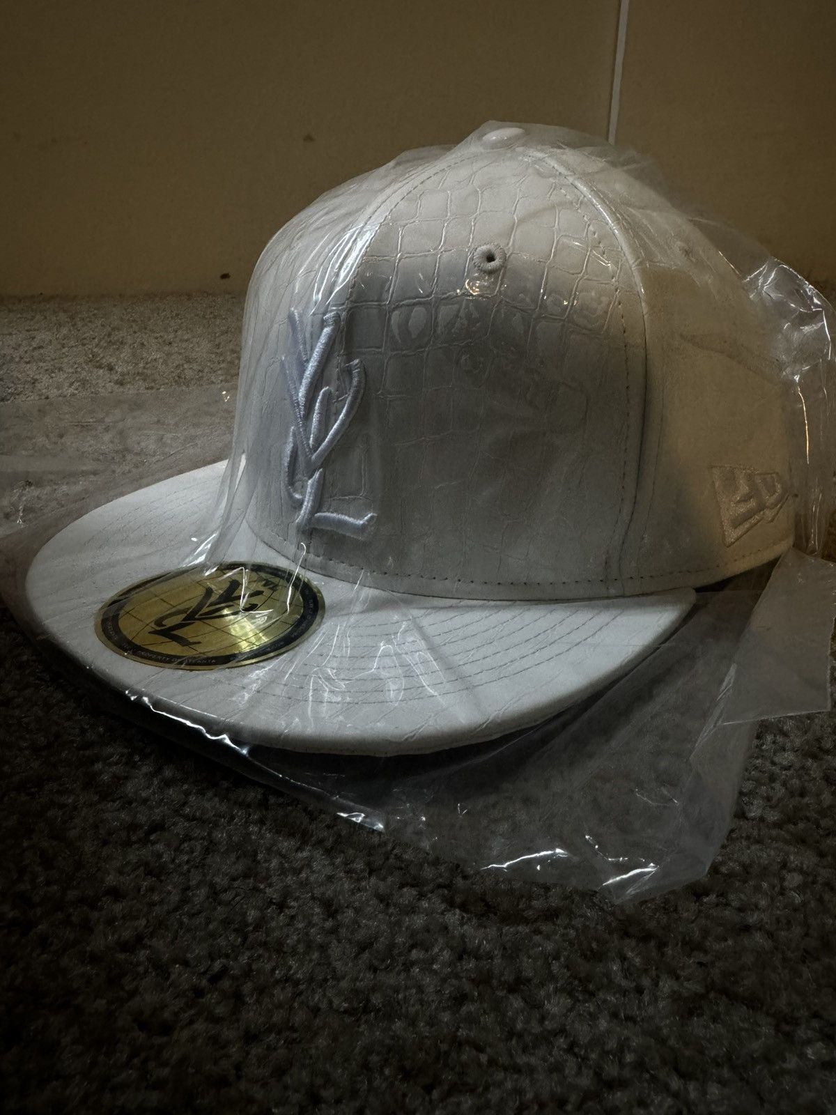 Playboi Carti YVL Fitted hat Croc White Leather + Brand New