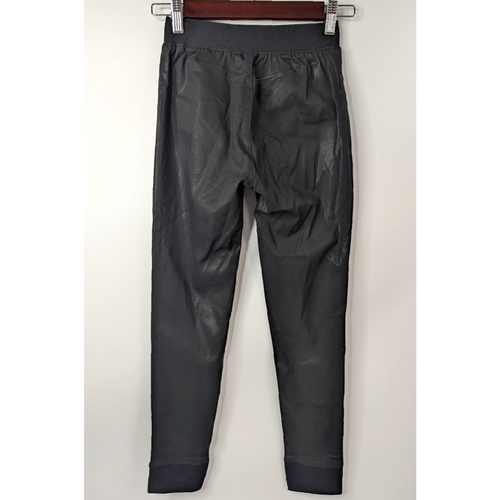 Rag & Bone NWT Rag & bone The Danny Coated Black Jogger Pants Leggings XS Pull-On Women Size XS Black Wax Coated Joggers Elastic Waist Hem Size 26" / US 2 / IT 38 - 3 Thumbnail