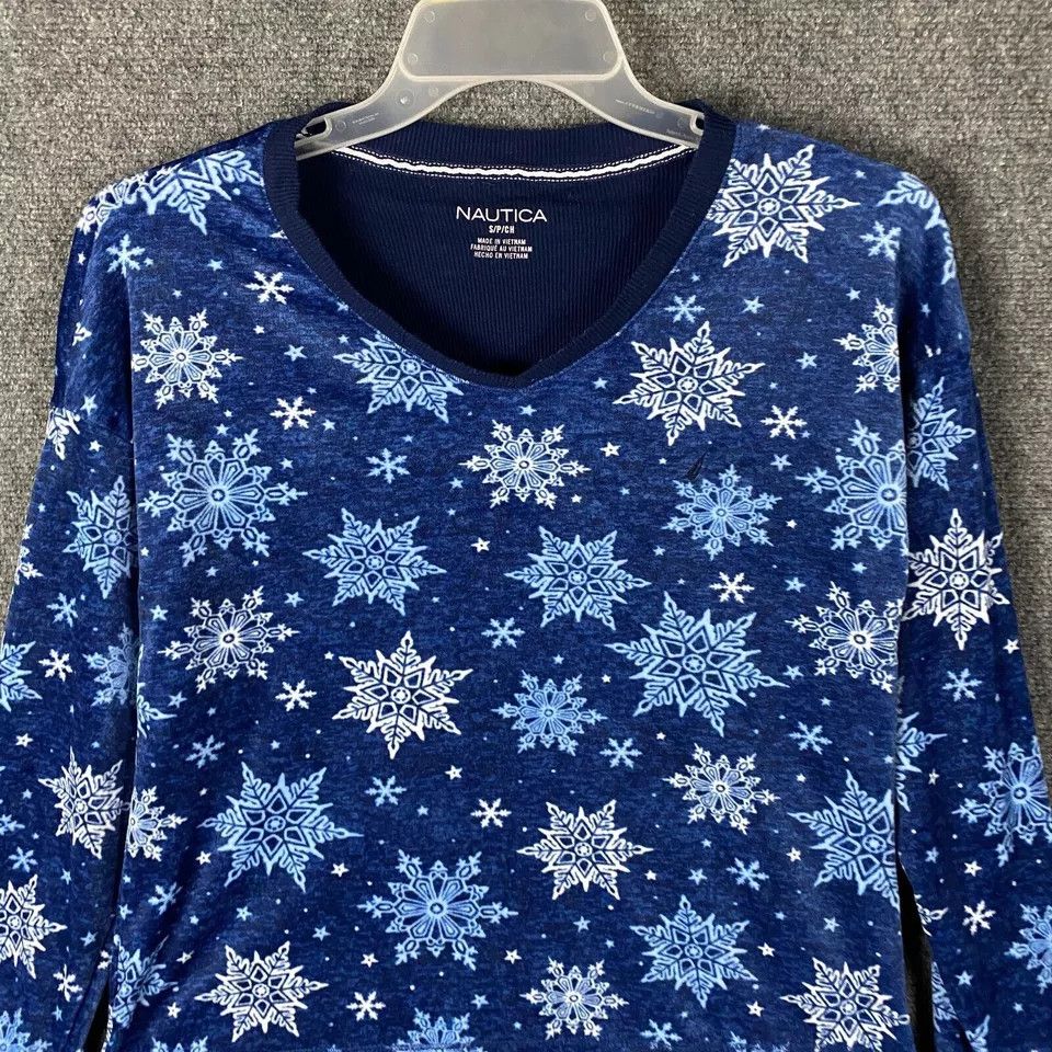 Nautica Nautica Sleep Shirt Women's Small Fleece Snowflakes S Size S / US 4 / IT 40 - 2 Thumbnail