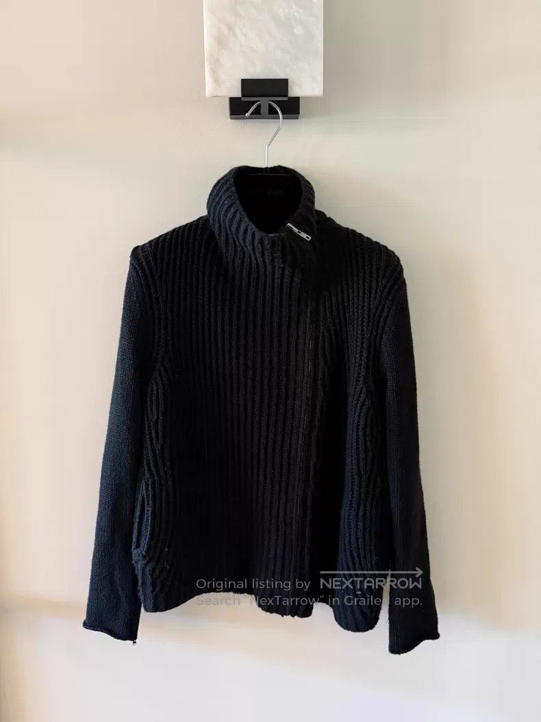 Helmut Lang Helmut Lang size P Black High-Neck Knitted Cardigan Size US XXS / EU 40 - 1 Thumbnail