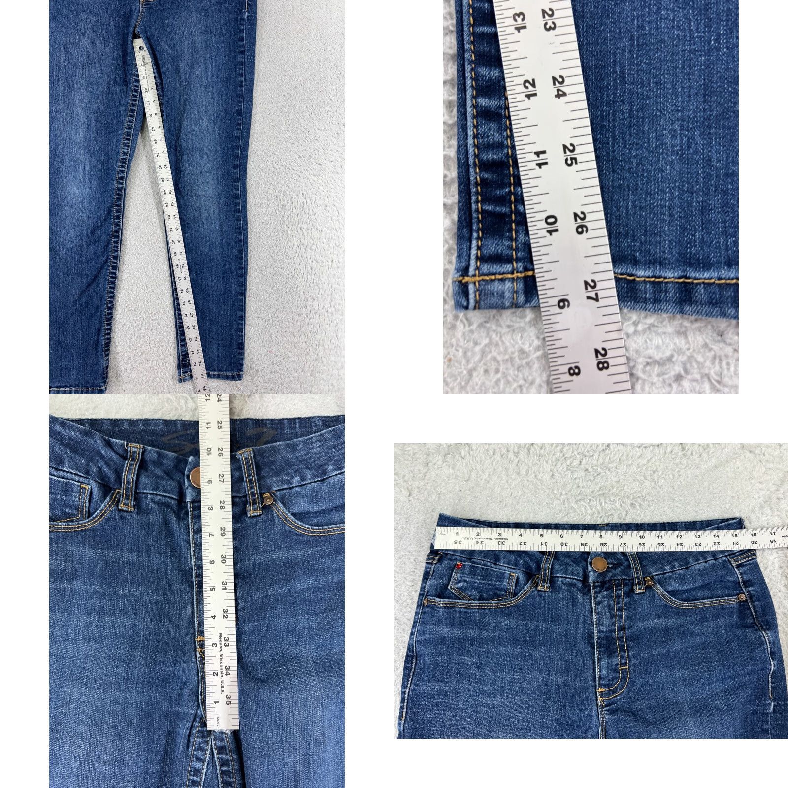 Vintage Seven7 Women's Skinny Jeans Medium Wash Blue Denim Tapered Mid Rise Embroidered 10 Size 32" / US 10 / IT 46 - 8 Thumbnail