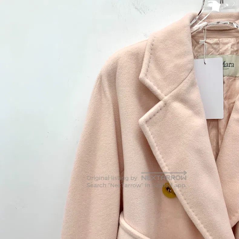 Max Mara Max Mara Pink Sheep Wool Collar Double Breasted Belted Coa Size XXS / US 00 / IT 34 - 3 Thumbnail