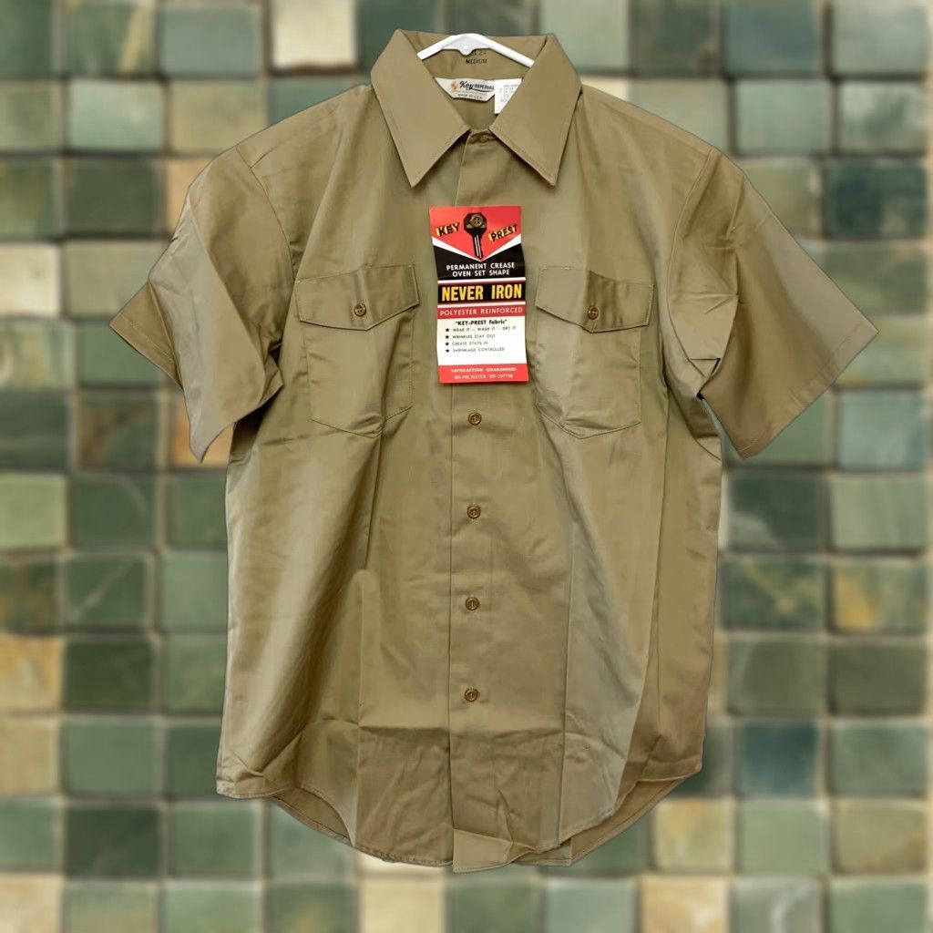 Vintage VINTAGE Key Imperial Deadstock Work Shirt Short Sleeve Button Medium Brown 70s Military/Landgirl Mens Size US M / EU 48-50 / 2 - 1 Thumbnail