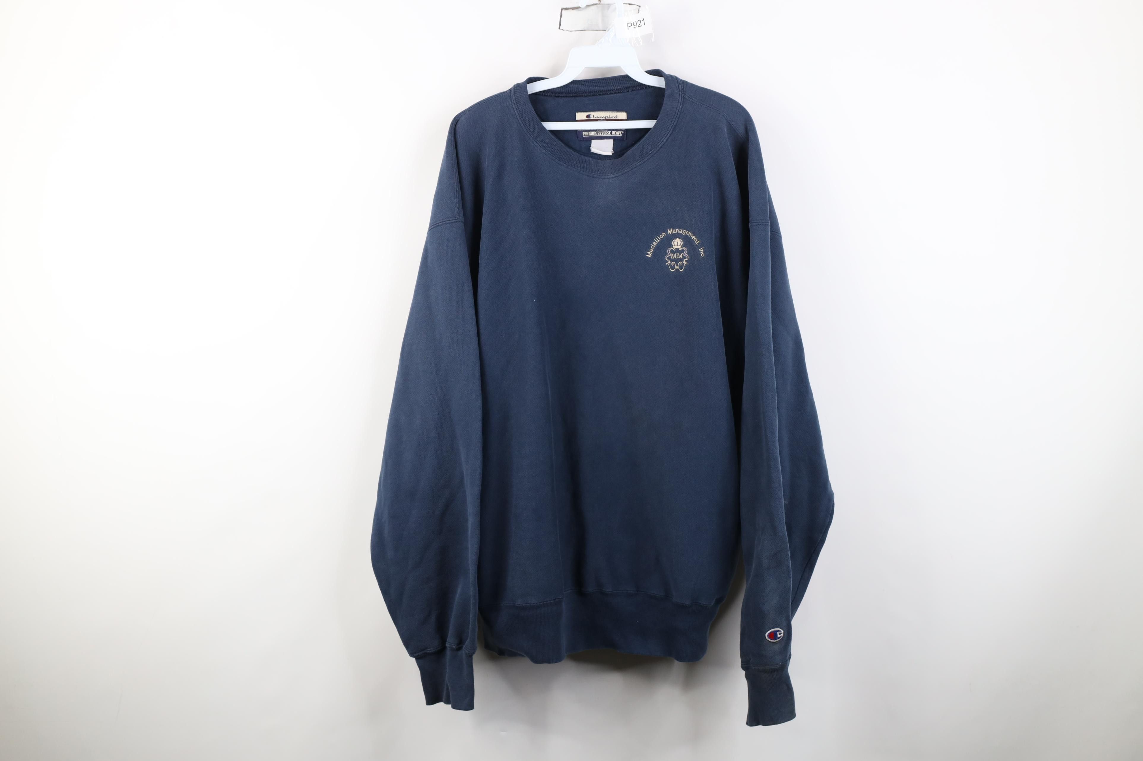 Champion Vintage 90s Champion Reverse Weave Medallion Sweatshirt Blue Size US XXL / EU 58 / 5 - 1 Thumbnail