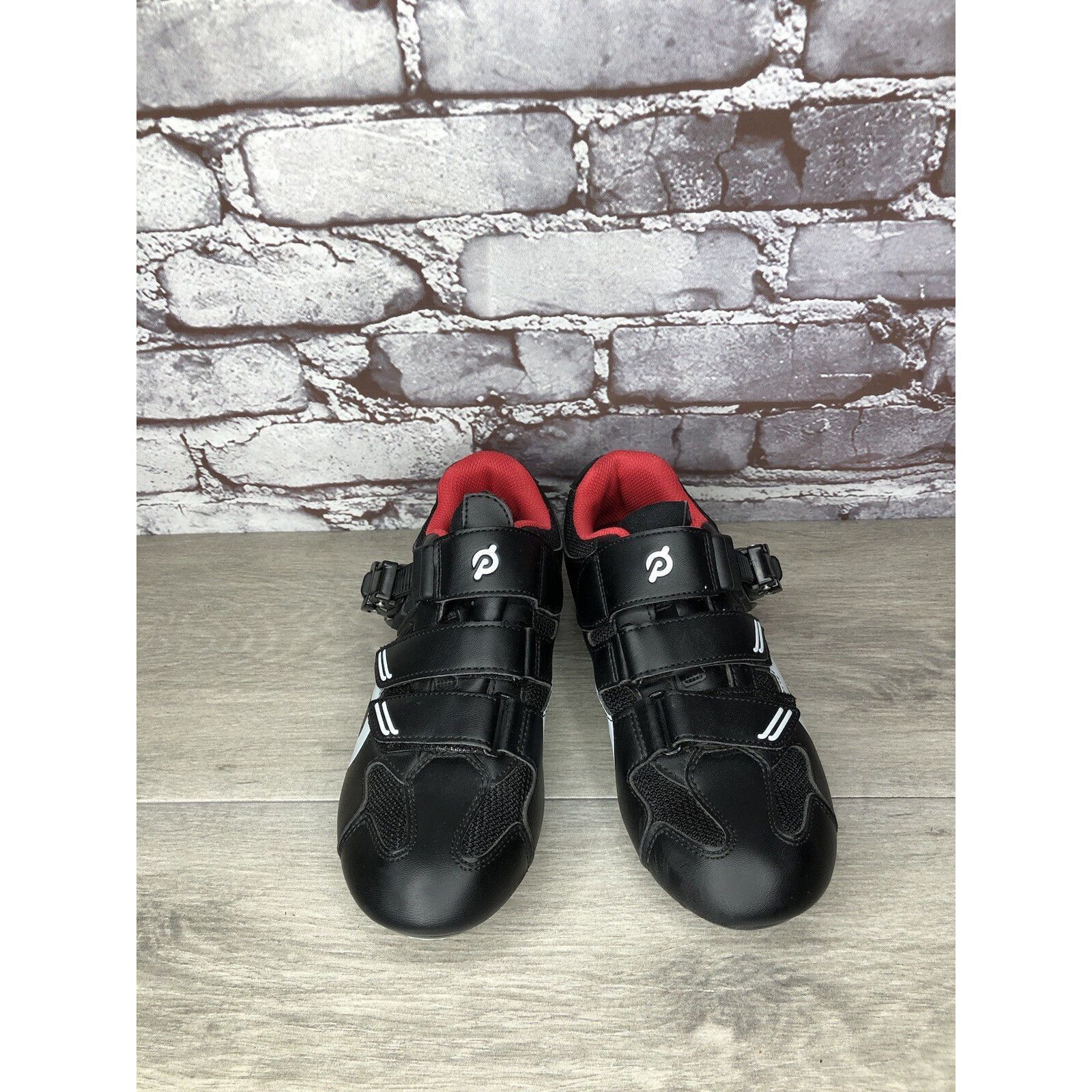 Other Peloton Cycling Shoes Black Leather Mesh White Red Strap Wom Size US 6.5 / IT 36.5 - 17 Thumbnail