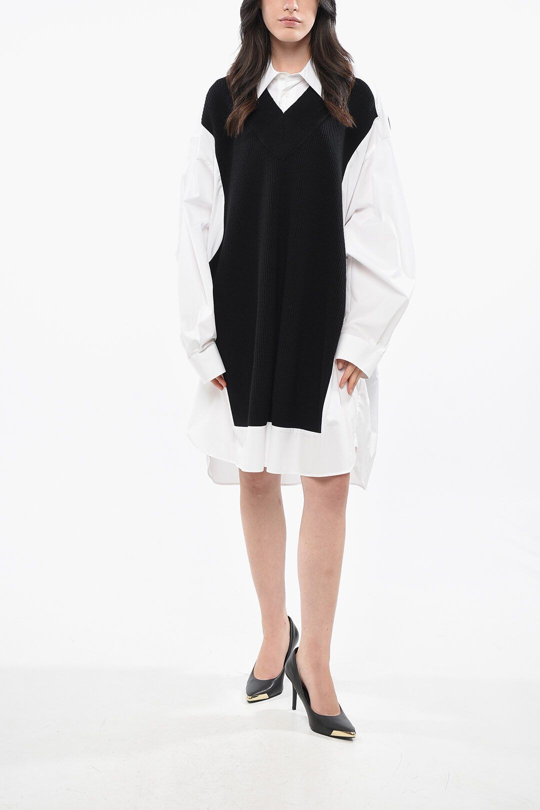 Maison Margiela og1mm1125 Two-Tone Double Fabric Oversized Shirt White/Black Size XXS / US 00 / IT 34 - 1 Thumbnail