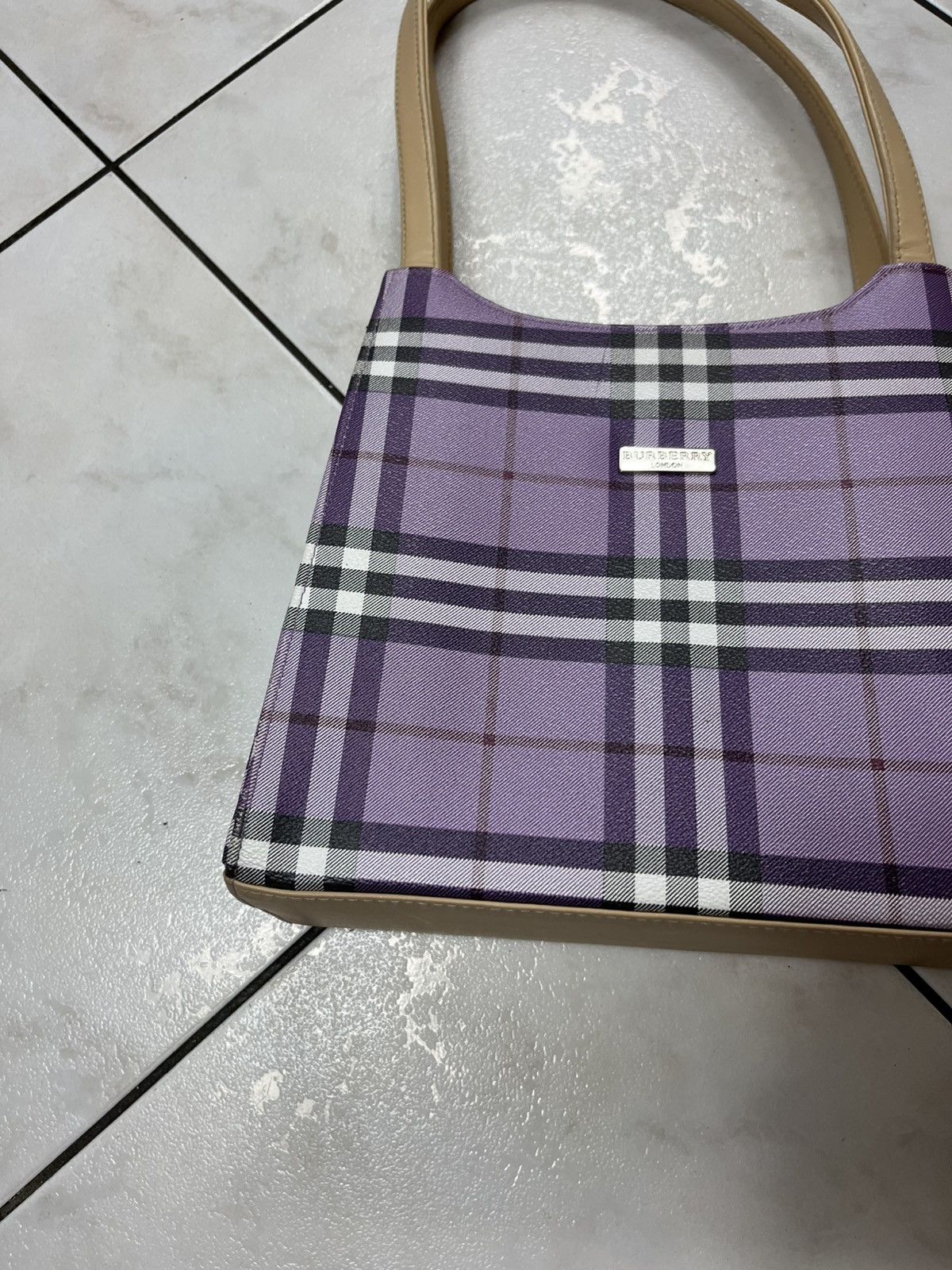 Vintage Burberry 90s leather big bag handbag nova checked