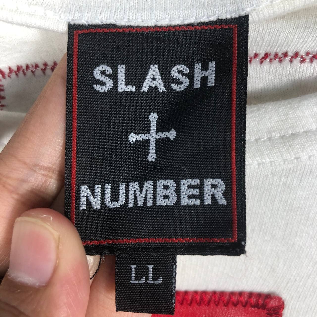 Japanese Brand × Vintage Vintage Slash Number Long Sleeve White T-Shirt Size US L / EU 52-54 / 3 - 7 Thumbnail