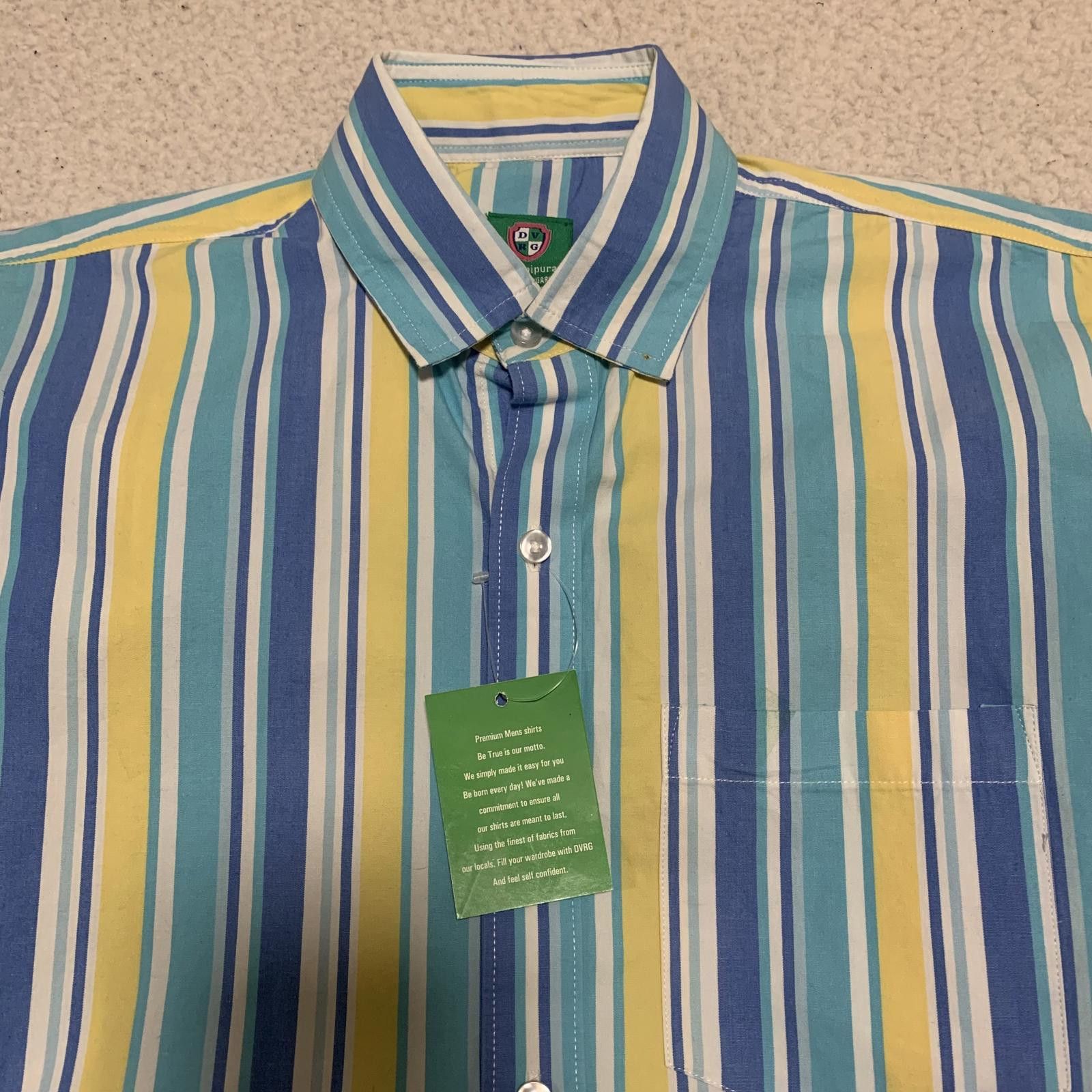 Other DVRG Men's Small Blue Yellow Green Striped Shirt Size US S / EU 44-46 / 1 - 9 Thumbnail