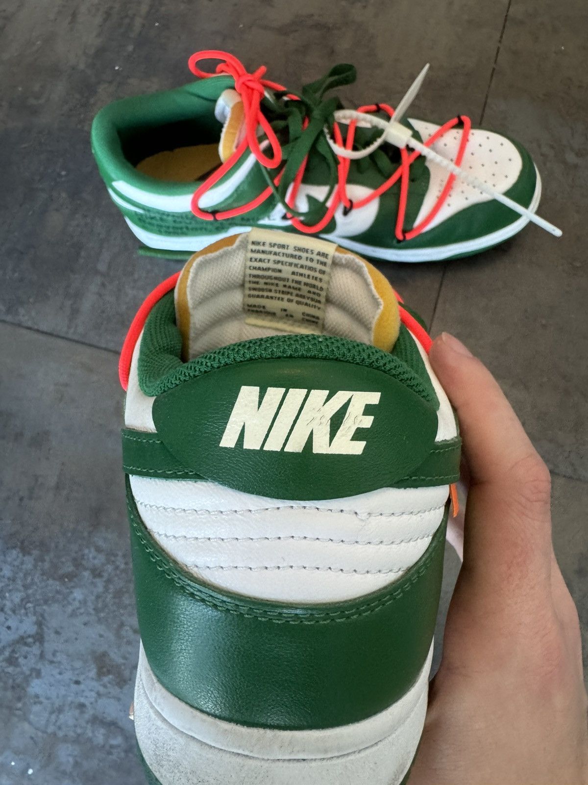 Nike × Off-White 2019 Nike x Off-White Dunk Low “Pine Green” Size US 11.5 / EU 44-45 - 4 Thumbnail