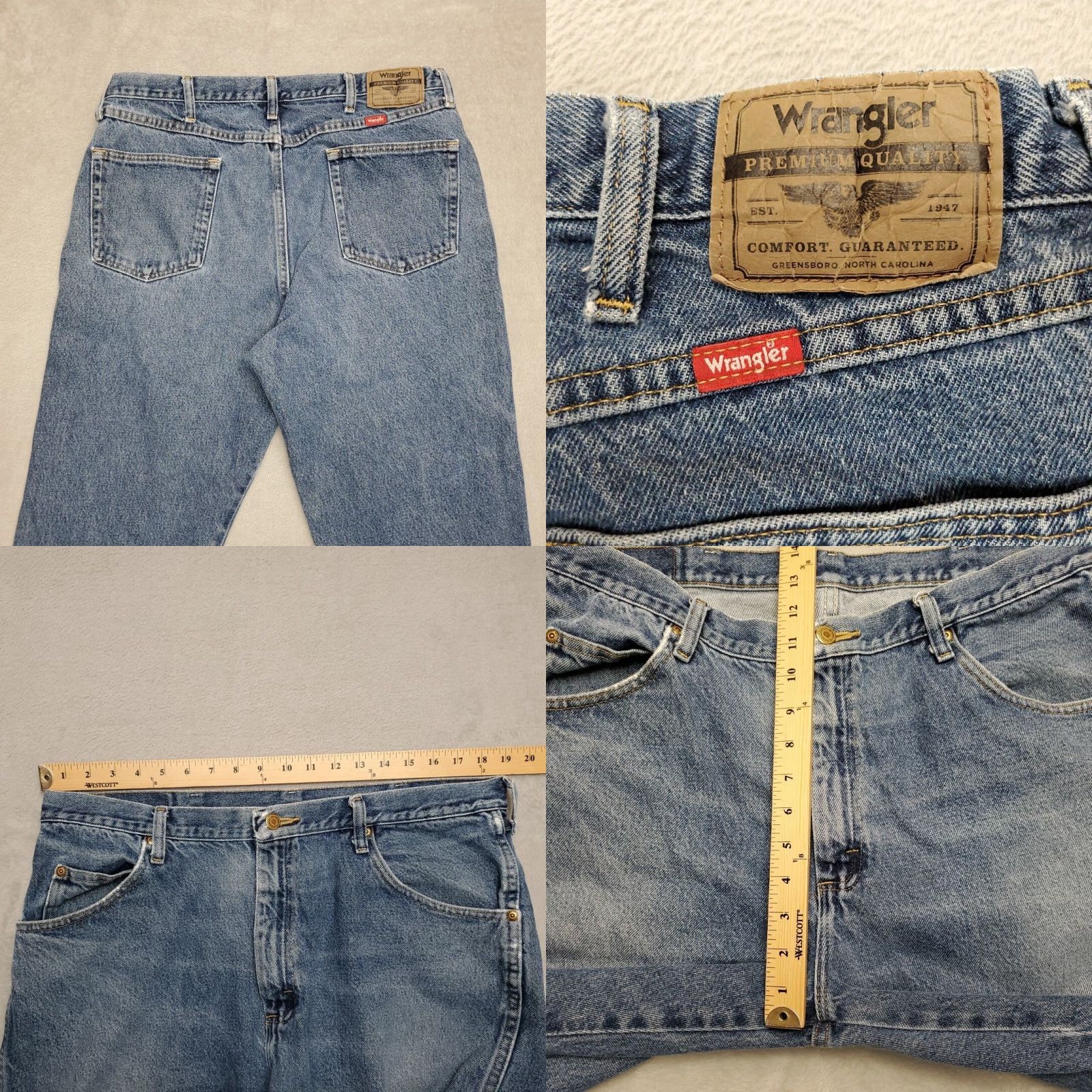 Wrangler VINTAGE Wrangler Jeans Mens 38x30 Denim Premium Quality Regular Fit 100% Cotton Comfort Blue 5-Pocket Design Mens Regular Jeans USA 90s Size US 38 / EU 54 - 8 Thumbnail