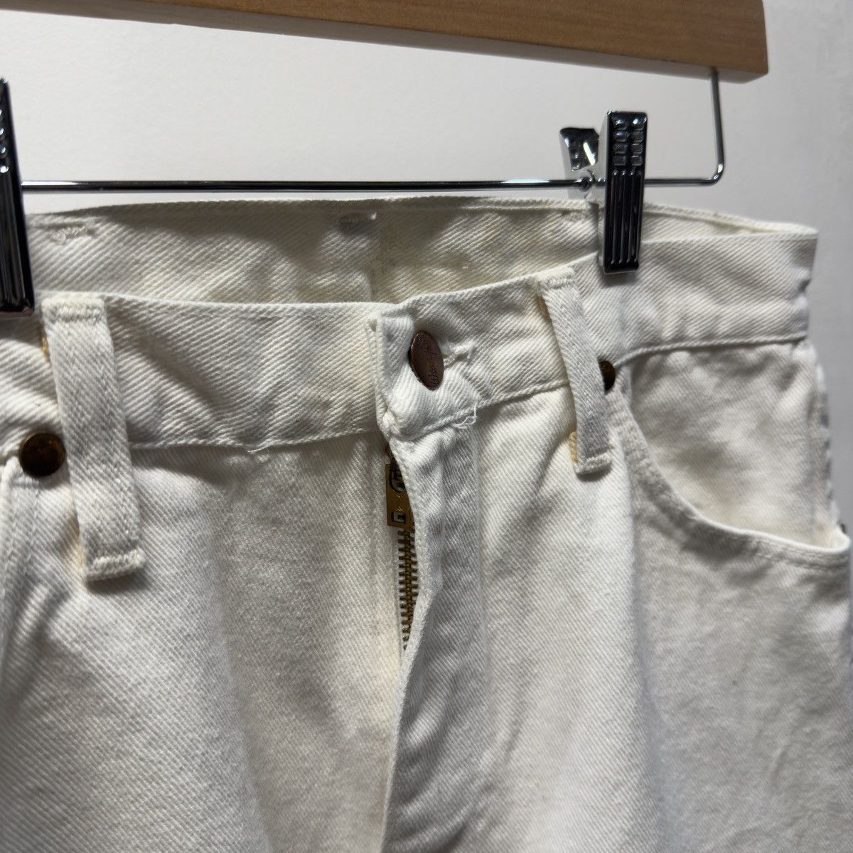 Vintage Wrangler White Denim Jeans Straight Fit ERD Grunge RRL Size 26" / US 2 / IT 38 - 7 Thumbnail
