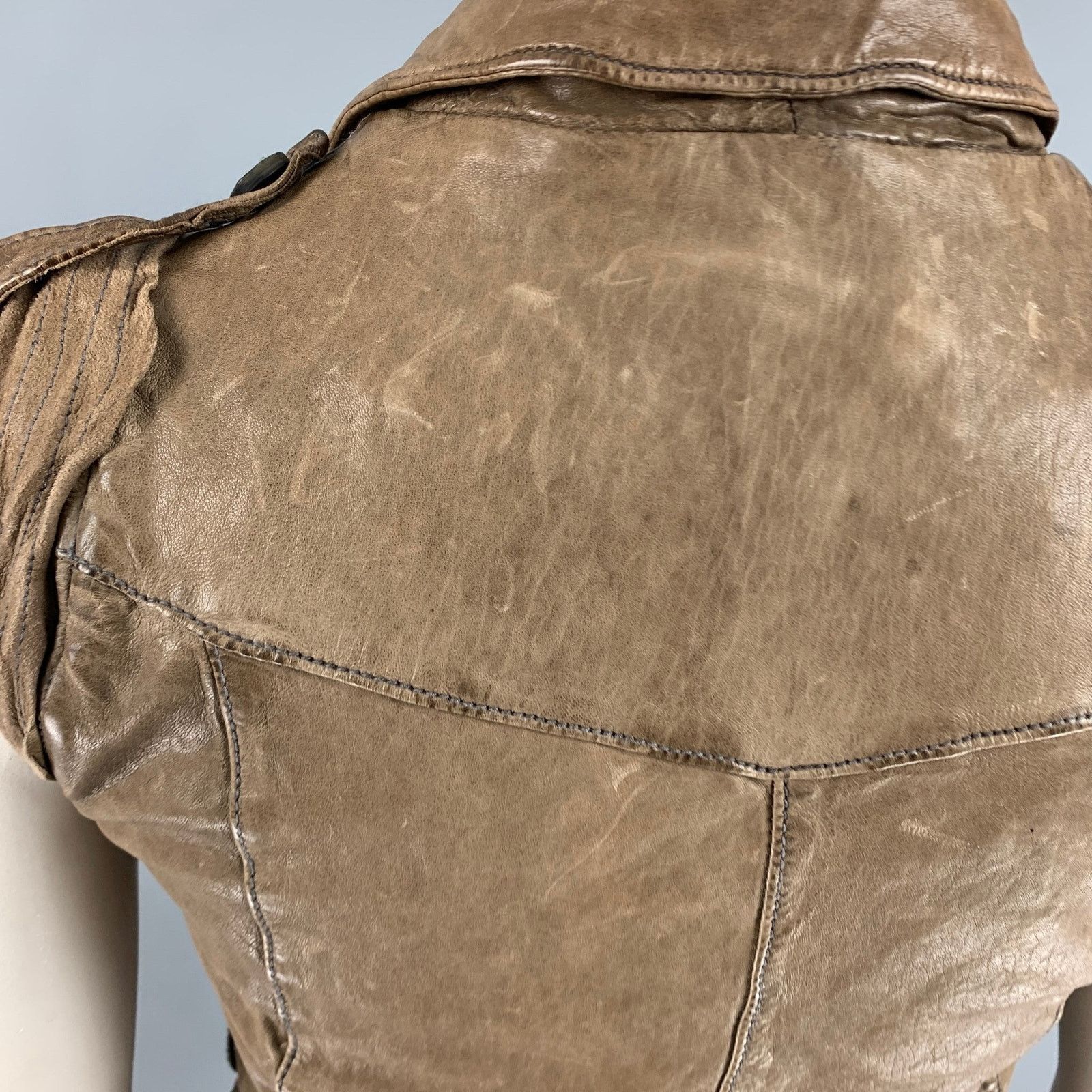 Giorgio Brato GIORGIO BRATO 10 Brown Taupe Leather Distressed Belted Vest Size L / US 10 / IT 46 - 5 Thumbnail