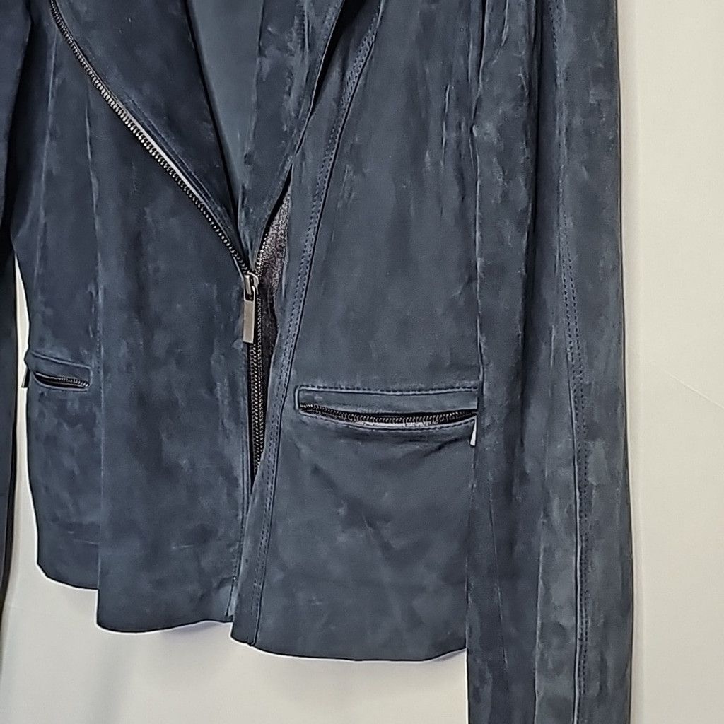 Elie Tahari Elie Tahari blue 100% lamb suede zipper warm jacket Medium Size M / US 6-8 / IT 42-44 - 2 Thumbnail