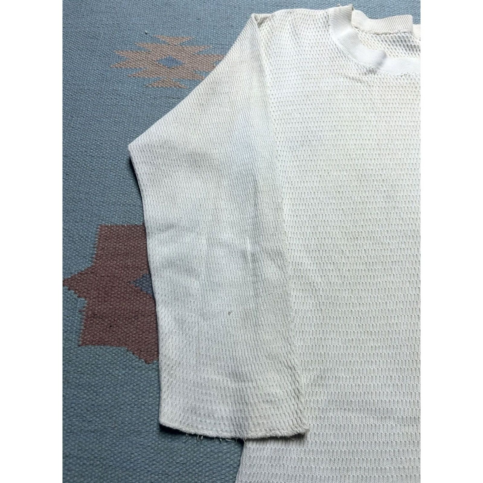 Vintage VINTAGE 50s waffle knit thermal shirt long sleeve cotton Medium Blue M & M Mens T-Shirt Size US M / EU 48-50 / 2 - 2 Thumbnail