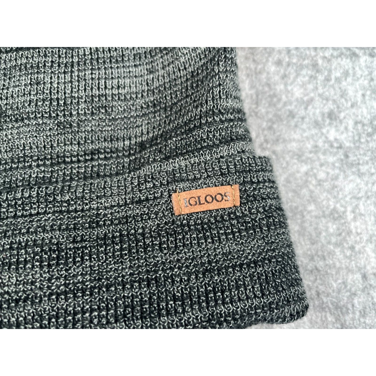 Vintage Igloos Beanie Adult One Size Gray Black White Stripe Knit 100% Acrylic Ski Hat/Cap Unisex Adults Beanie Striped Outdoor Winter Mens Womens Size ONE SIZE - 2 Thumbnail