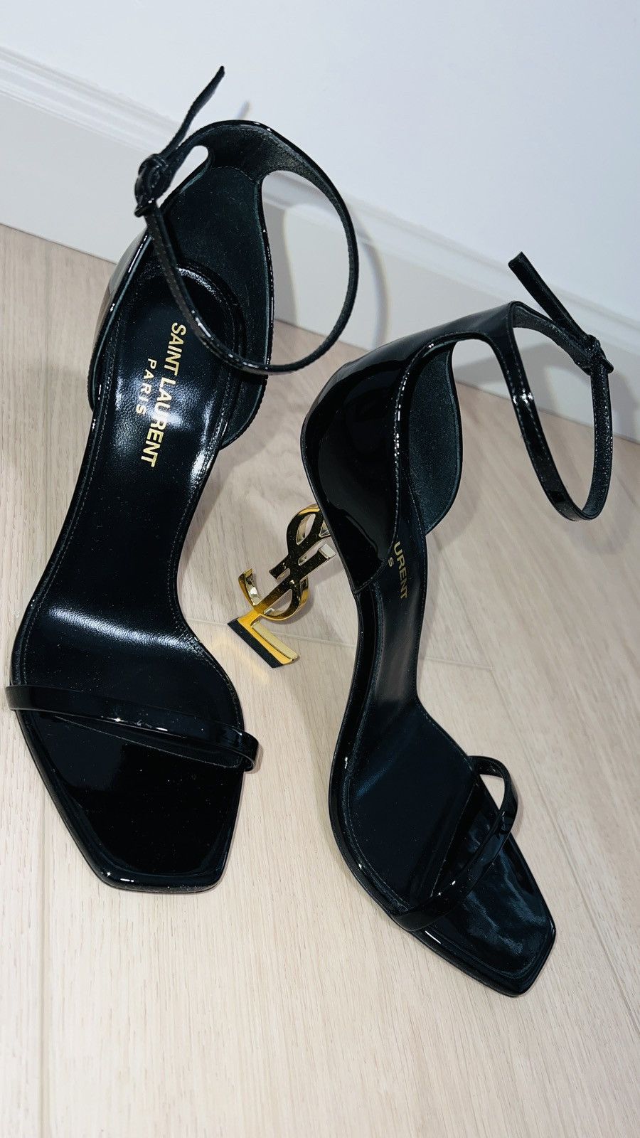 Yves Saint Laurent SAINT LAURENT Opyum embellished patent-leather sandals 38.5 Size US 8.5 / IT 38.5 - 12 Thumbnail