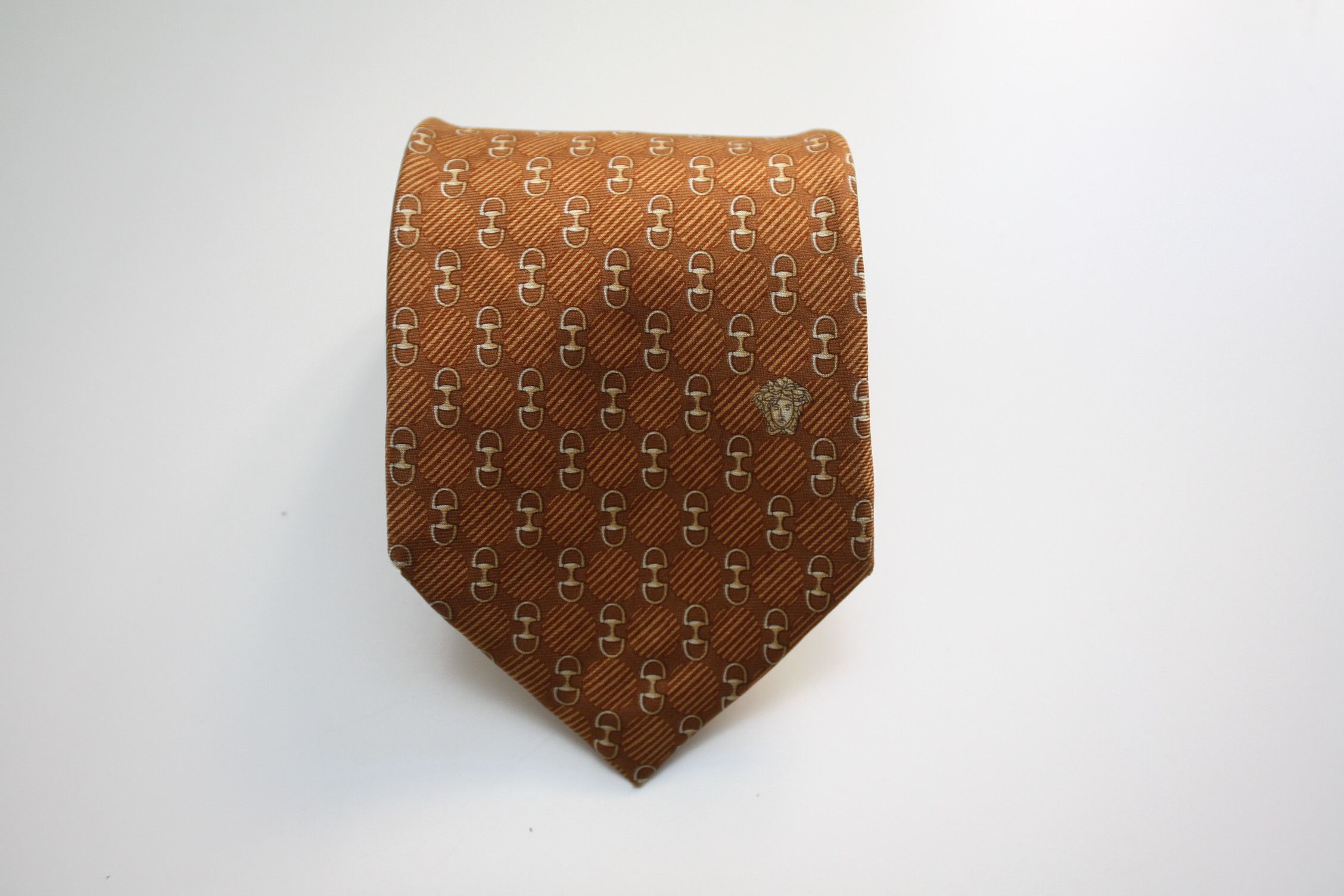 Versace Gianni Versace Mustard Brown Silk Tie Made In Italy Size ONE SIZE - 4 Thumbnail