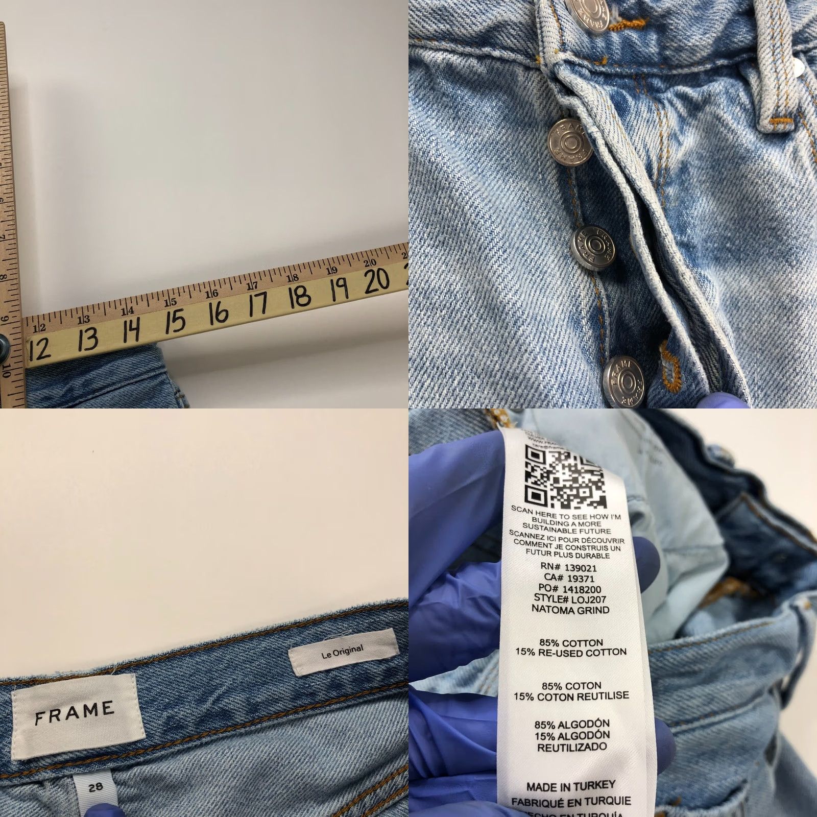 Frame FRAME Le Original 28 HIGH RISE Denim Jeans Distressed 5-Pocket Straight Womens 28 Blue 29W 27L Size 28" / US 6 / IT 42 - 8 Thumbnail