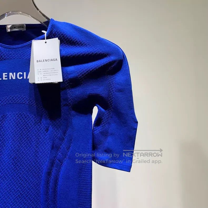 Balenciaga Balenciaga Blue Chest Logo Tight Short Sleeve Size XS / US 0-2 / IT 36-38 - 6 Thumbnail
