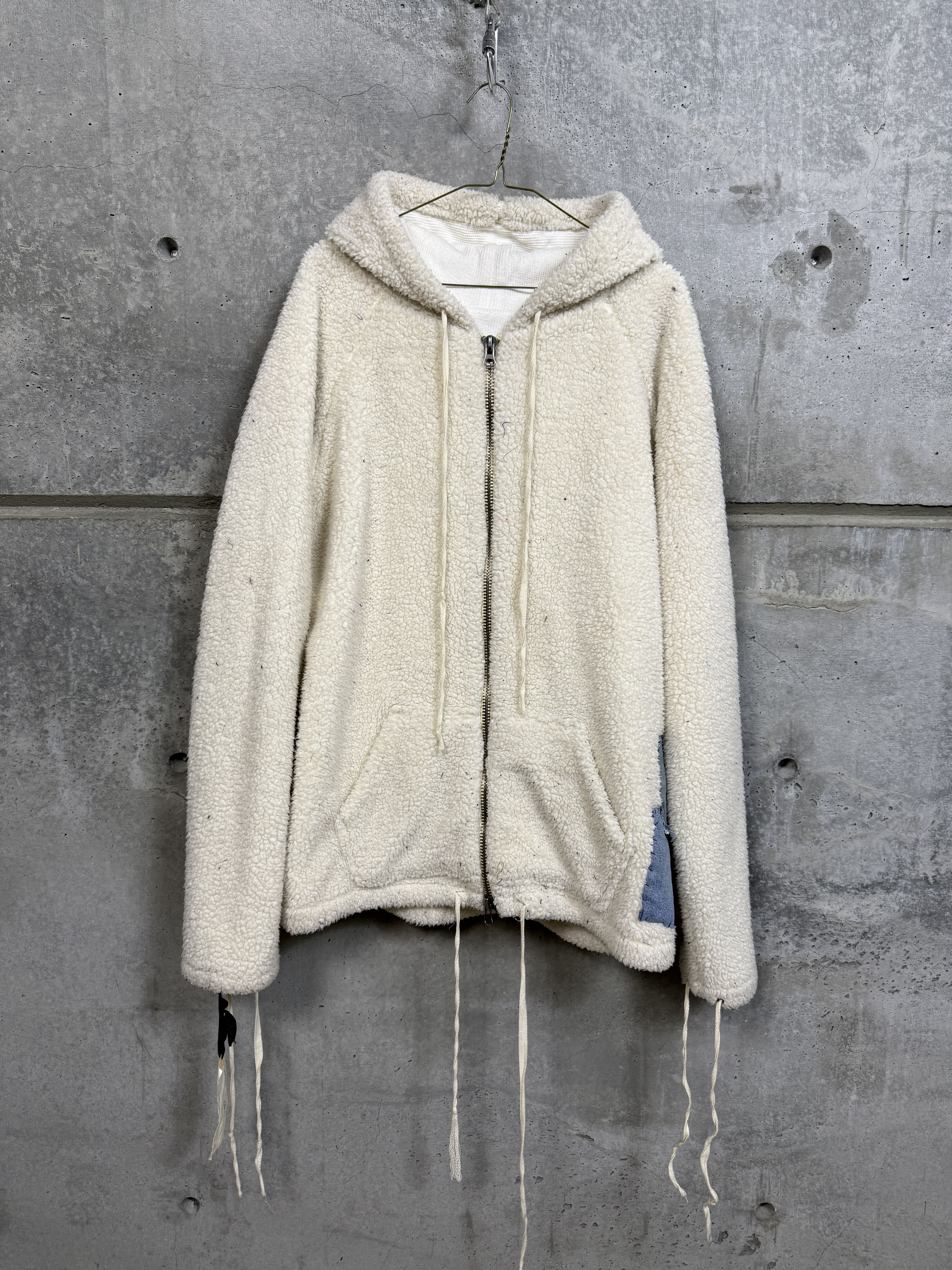Greg Lauren Ivory Sherpa Zip Hoodie