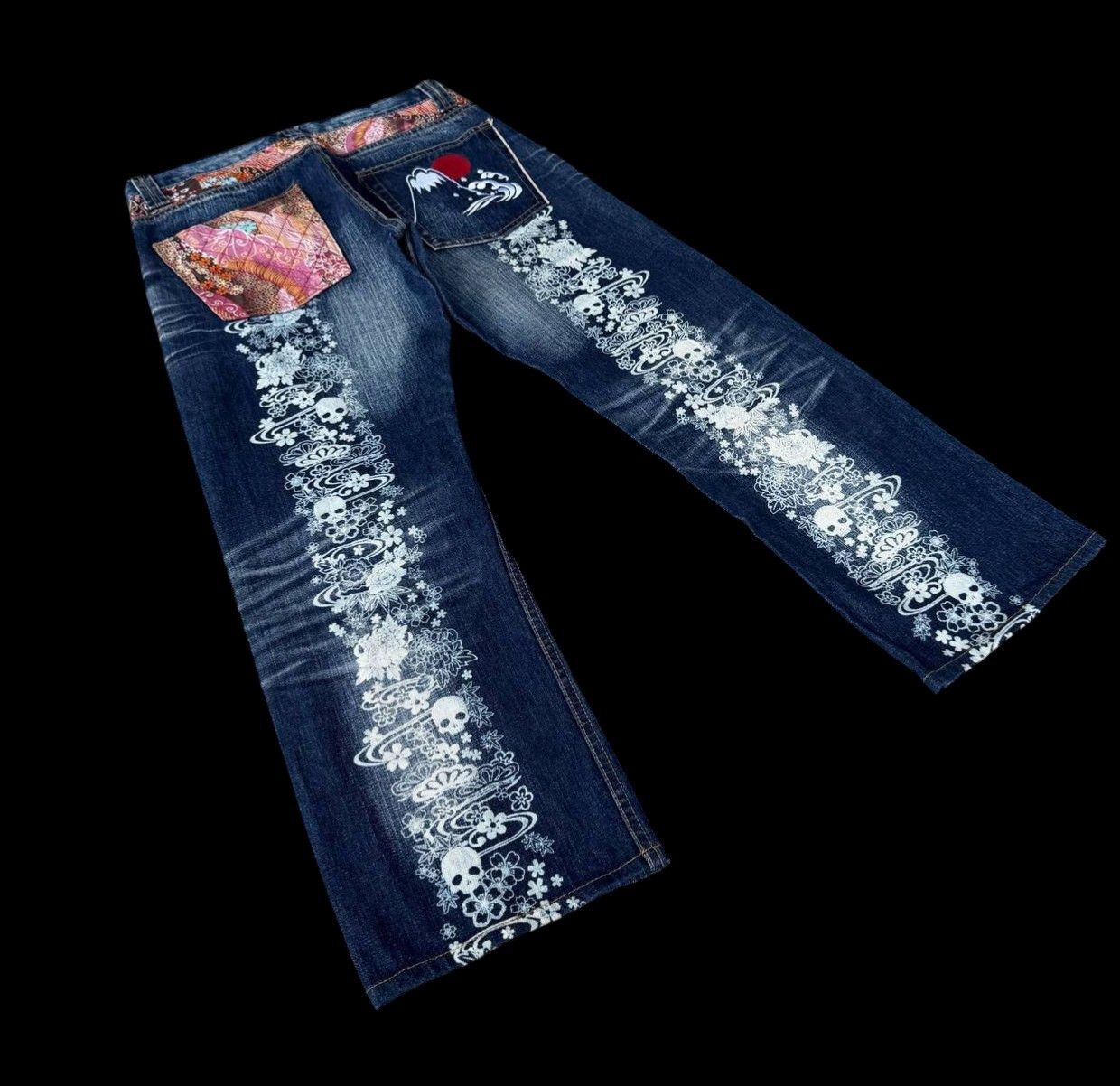 Japanese Brand RARE Namitatsu Redline Denim Ankle Cut-"Dokuro" Skull Tattoo Size US 30 / EU 46 - 12 Thumbnail