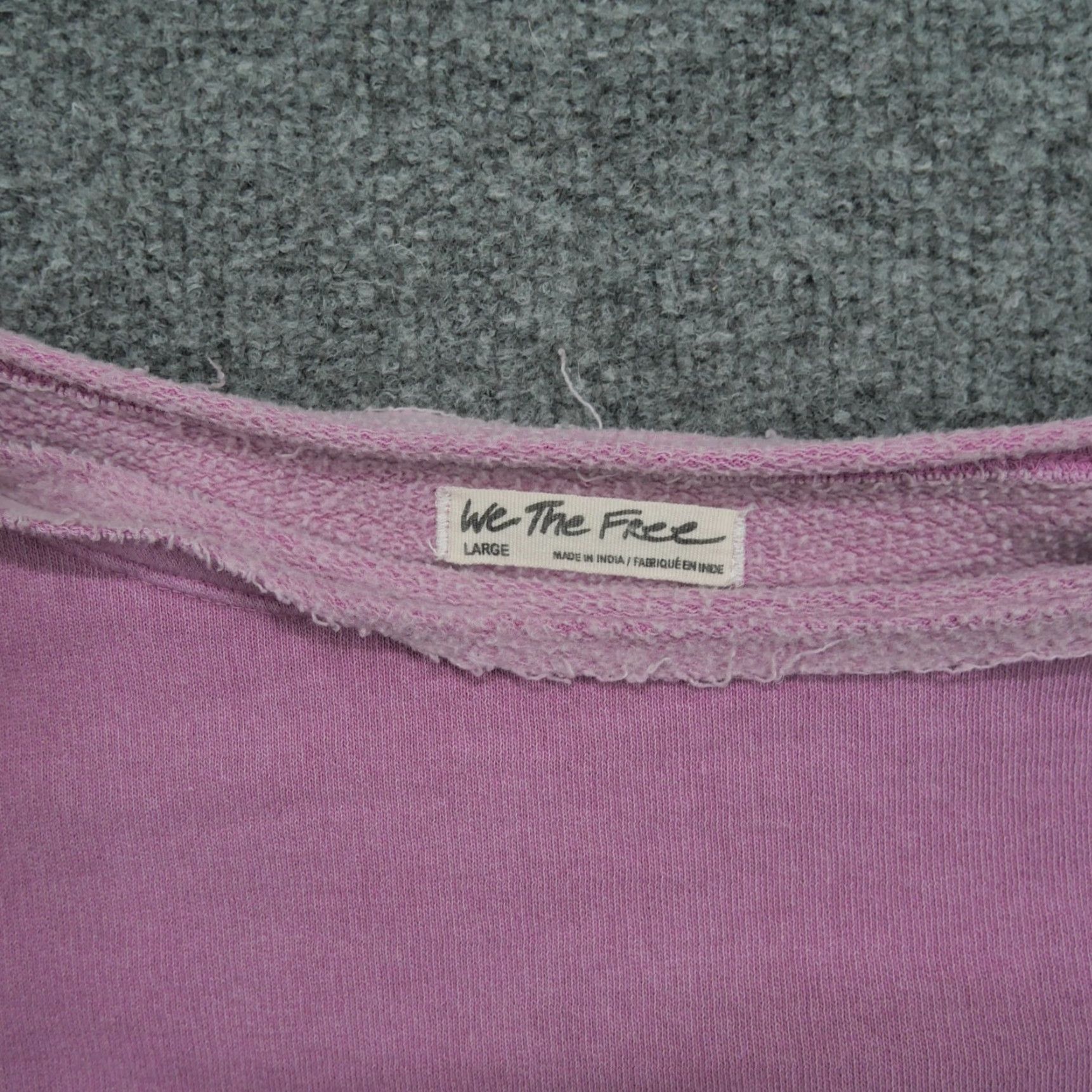 Free People We The Free Sweatshirt Womens Large Purple Raw Hem Balloon Sleeve Free People Size L / US 10 / IT 46 - 2 Thumbnail