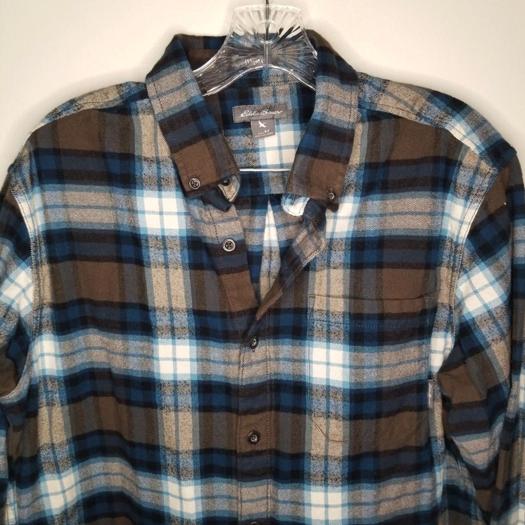 Eddie Bauer VINTAGE? Eddie Bauer Button-Up Shirt Men Plaid Flannel Long Sleeve Brown Blue Size M Adult Medium Plaid Shirt Mens Size US M / EU 48-50 / 2 - 2 Thumbnail