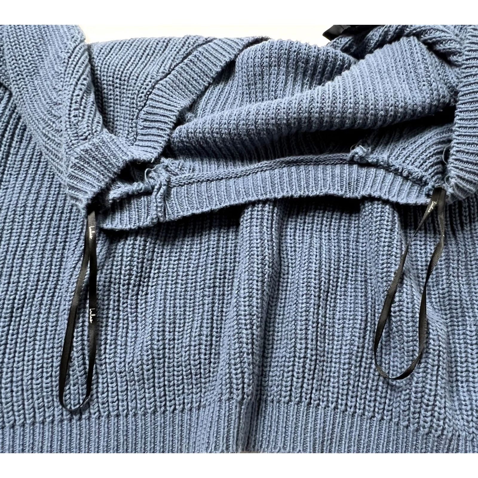 Lulus Lulu's Just For You Backless Knit Pullover Sweater V Back Blue Oversize Size M Womens Pullover Knit Size M / US 6-8 / IT 42-44 - 7 Thumbnail