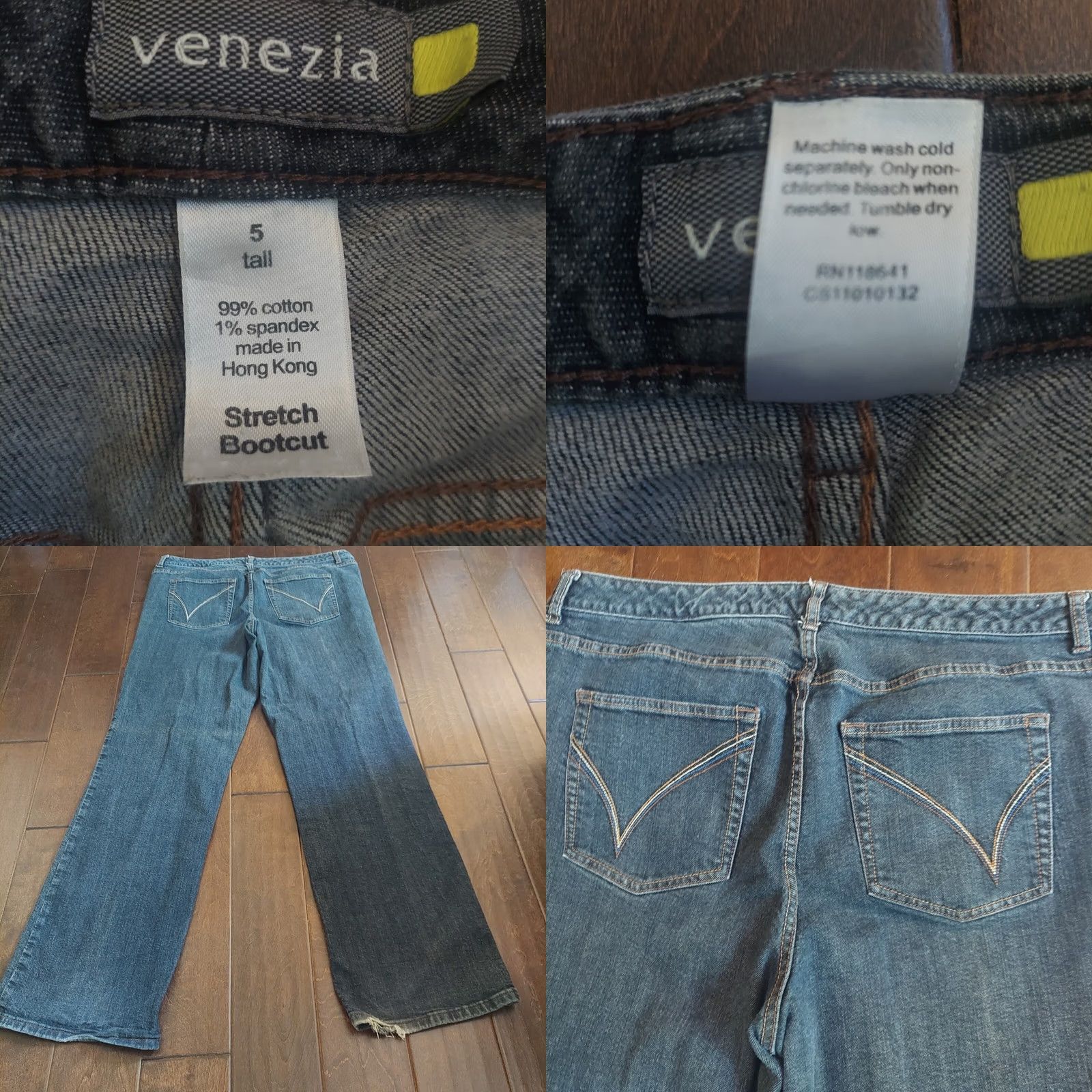 Denime Venezia Jeans Bootcut Denim Blue Stretch Womens Size 5 Tall High Rise Buttons Zipper Hipster Winter Spring Summer Fall Fashion B492 Size 27" / US 4 / IT 40 - 10 Thumbnail