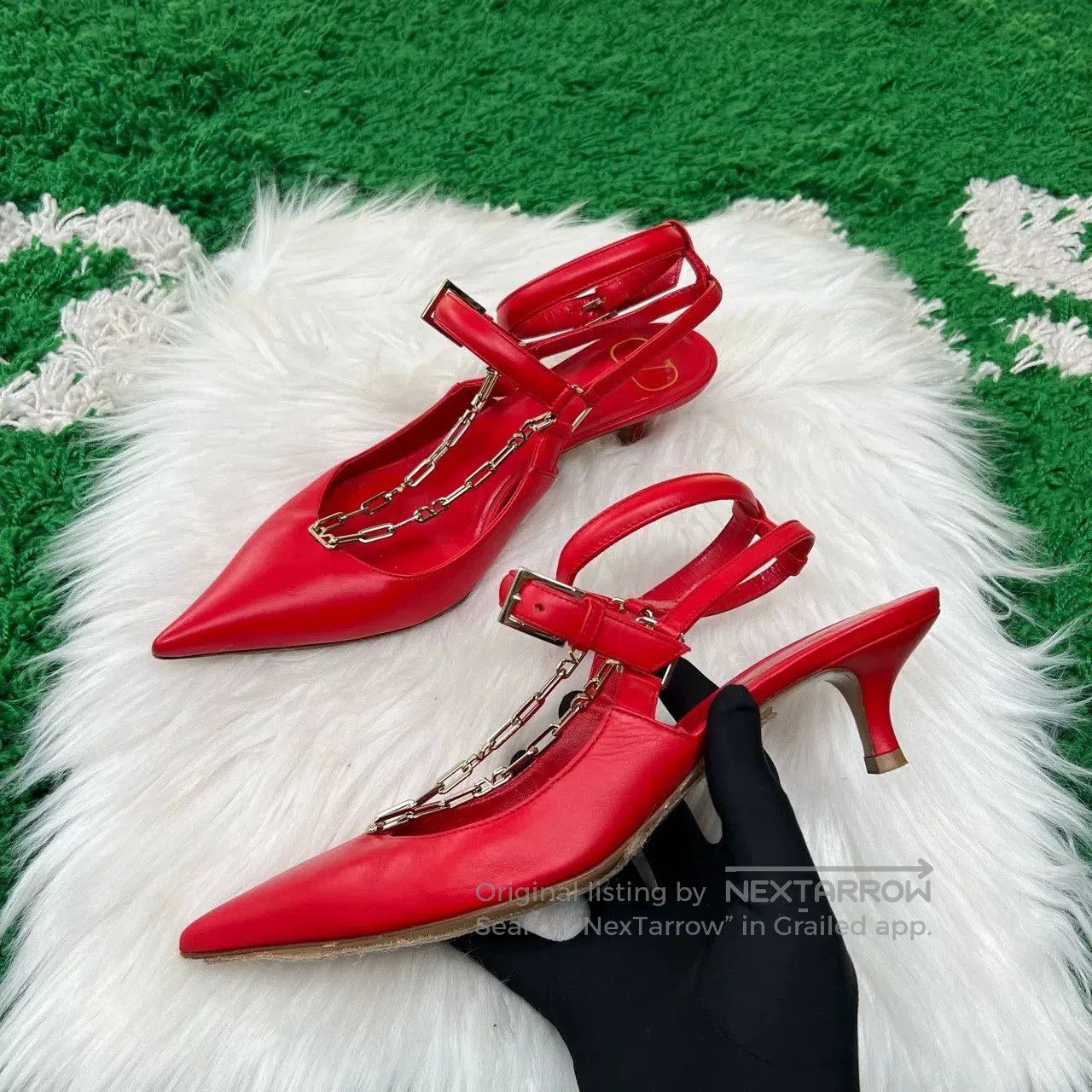 Valentino Valentino Chain Kitten Heel Sandals. Size US 4.5 / IT 34.5 - 2 Thumbnail