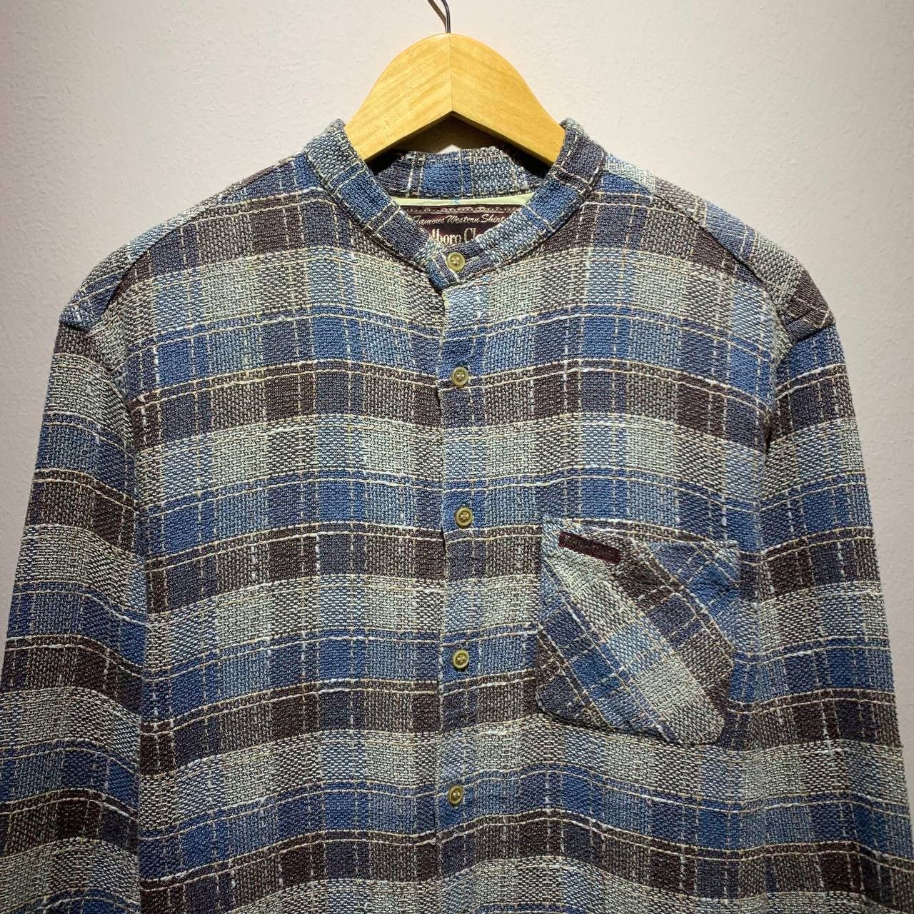 Marlboro Marlboro Classic Plaid Sashiko Band Collar Button Up Shirt Size US L / EU 52-54 / 3 - 3 Thumbnail