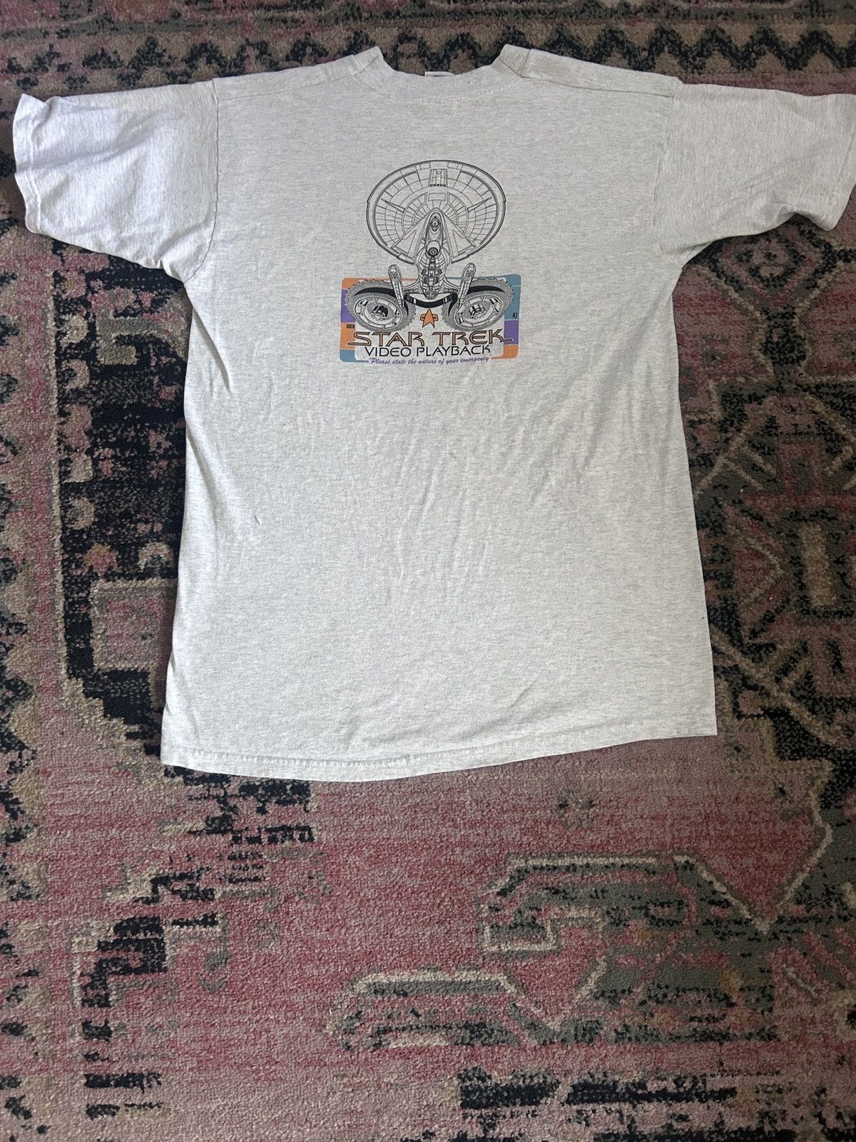 Vintage Vintage 90s Star Trek Video Playback Promo T-Shirt Size US L / EU 52-54 / 3 - 4 Thumbnail